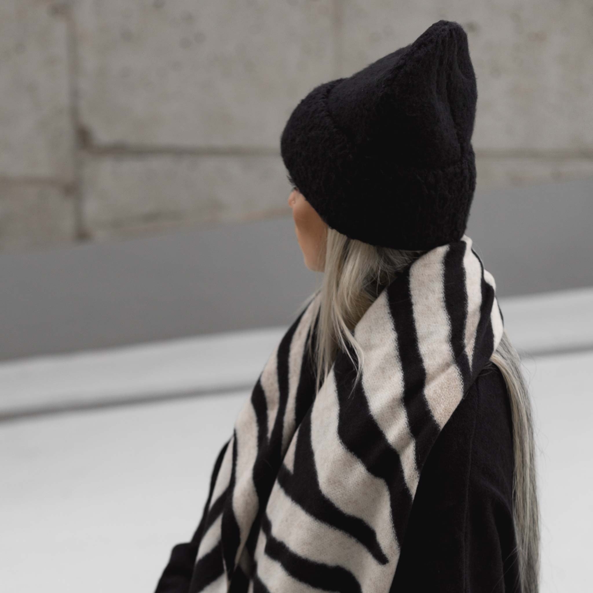HYVEST weiche Beanie für Damen mit gemusterten Schal