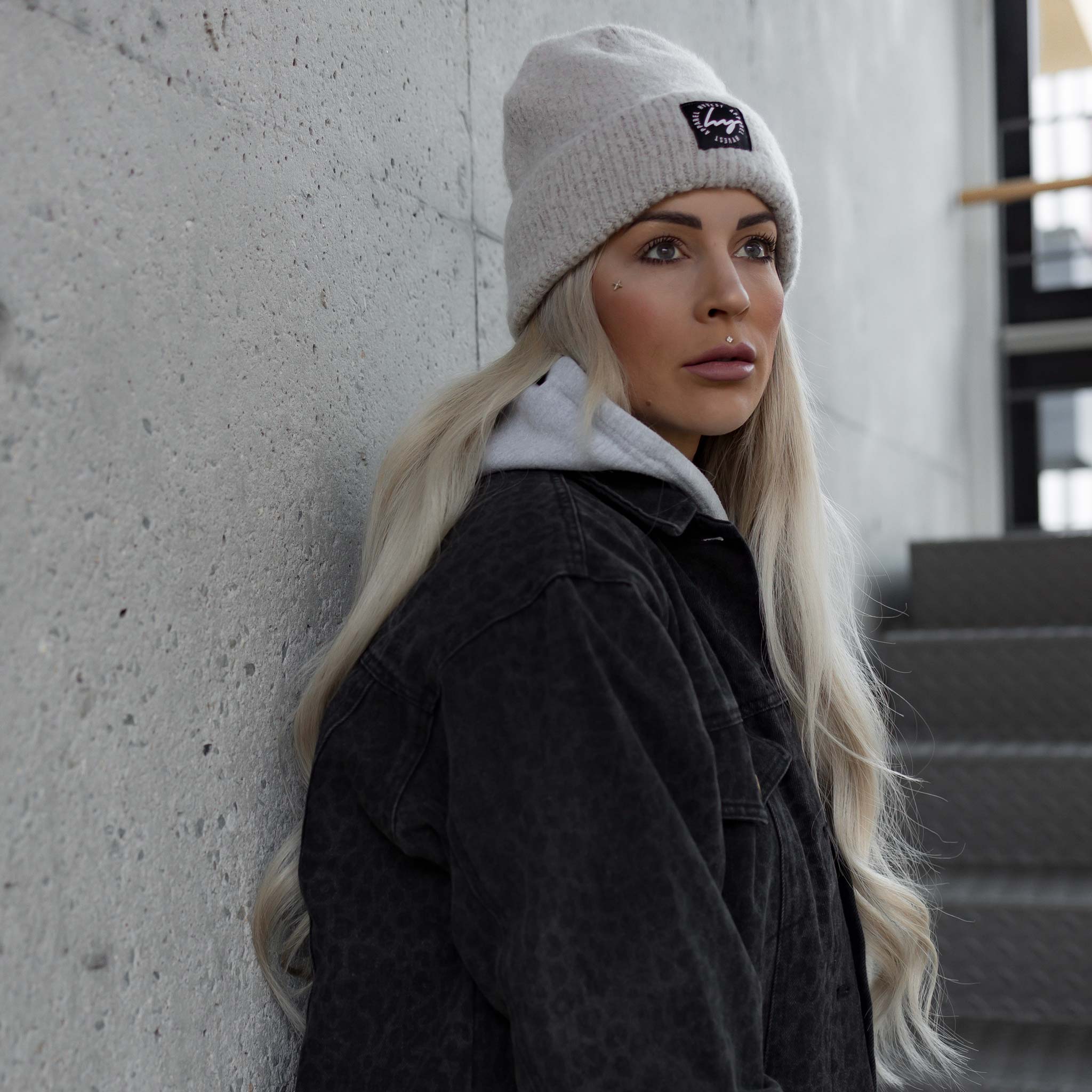 HYVEST warme Beanie super soft in hellgrau