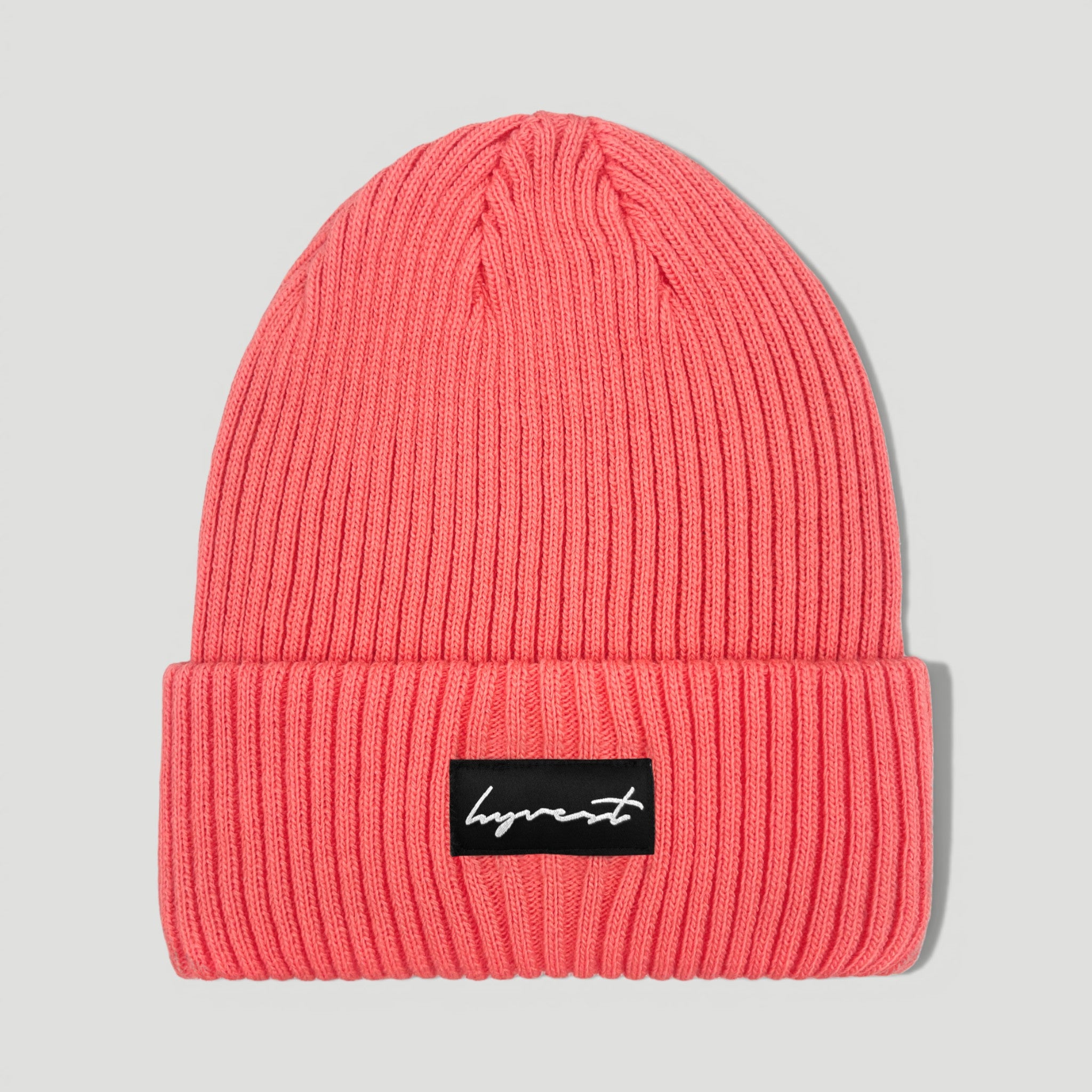 HYVEST Beanie Big Rippstrick leuchtende Koralle für Damen