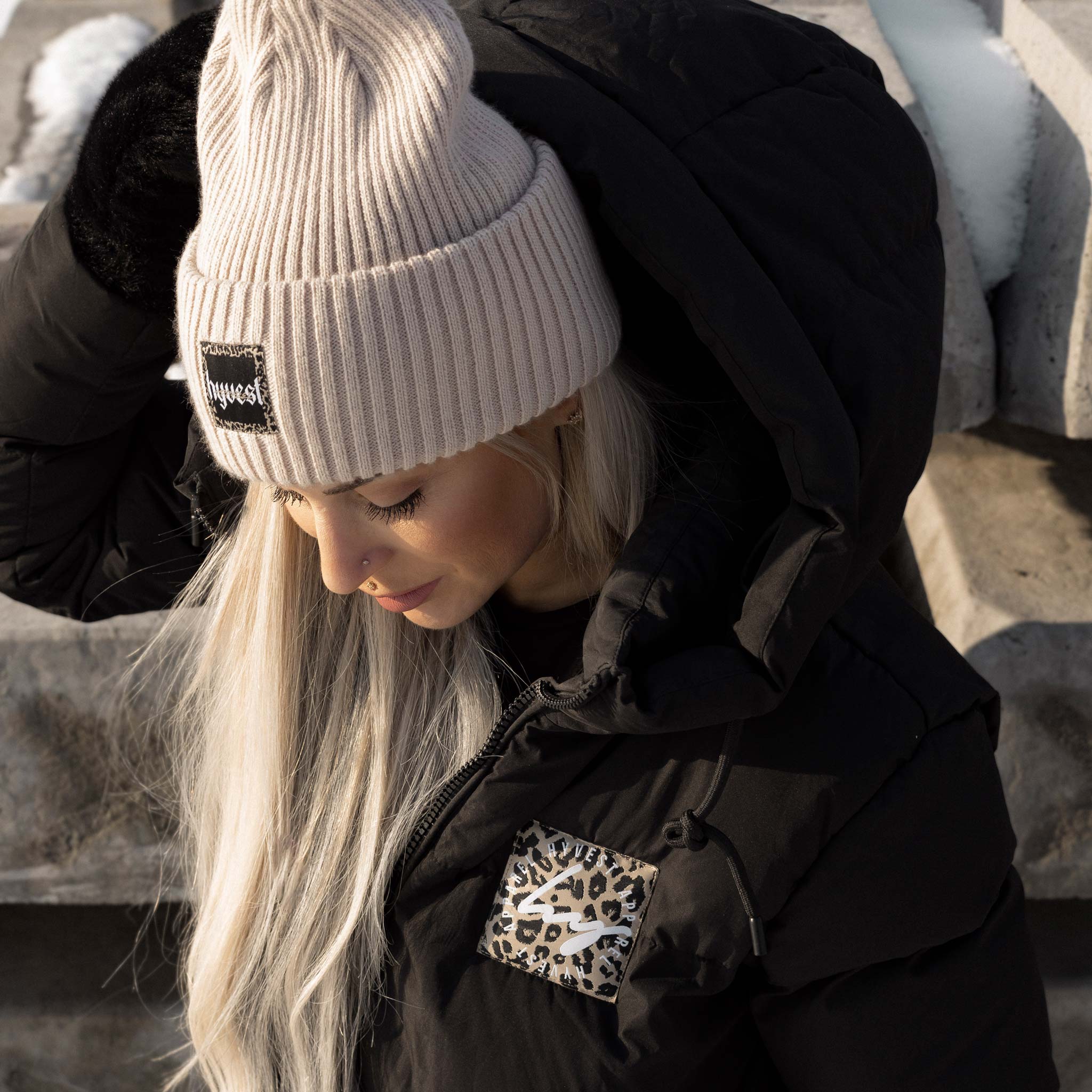 HYVEST Winter Accessoire warme Beanie helles Beige