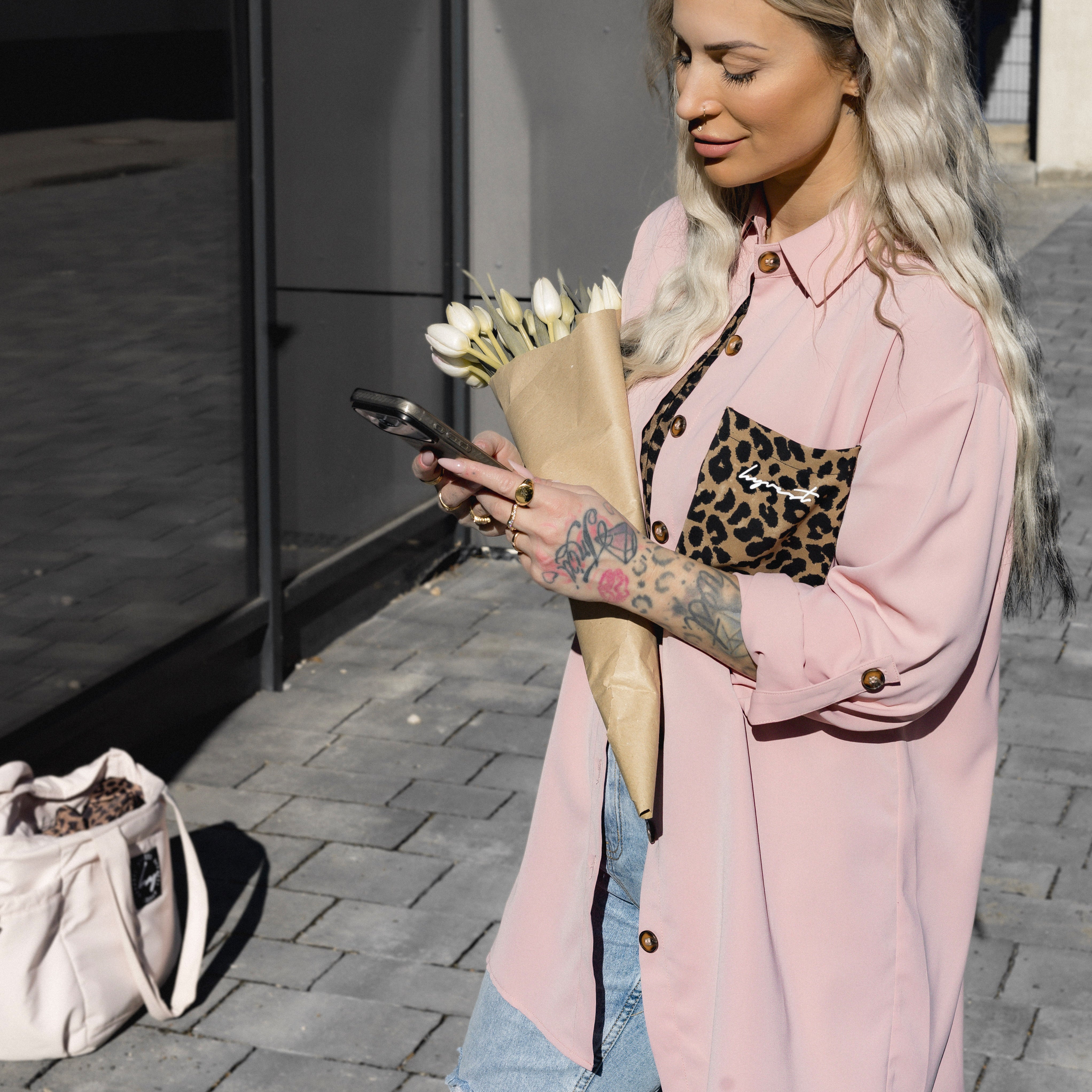 HYVEST Bluse Langarm in zartem Rosa locker geschnitten für Damen Frühlingsoutfits