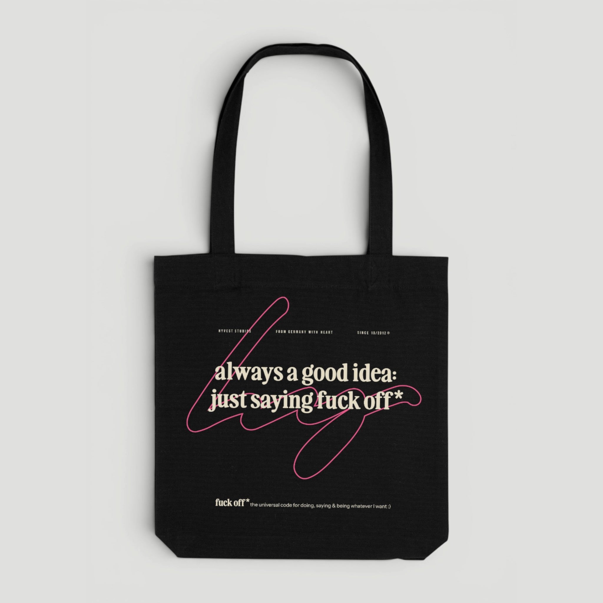 HYVEST schwarzer Canvas Shopper Mindset mit Text Print