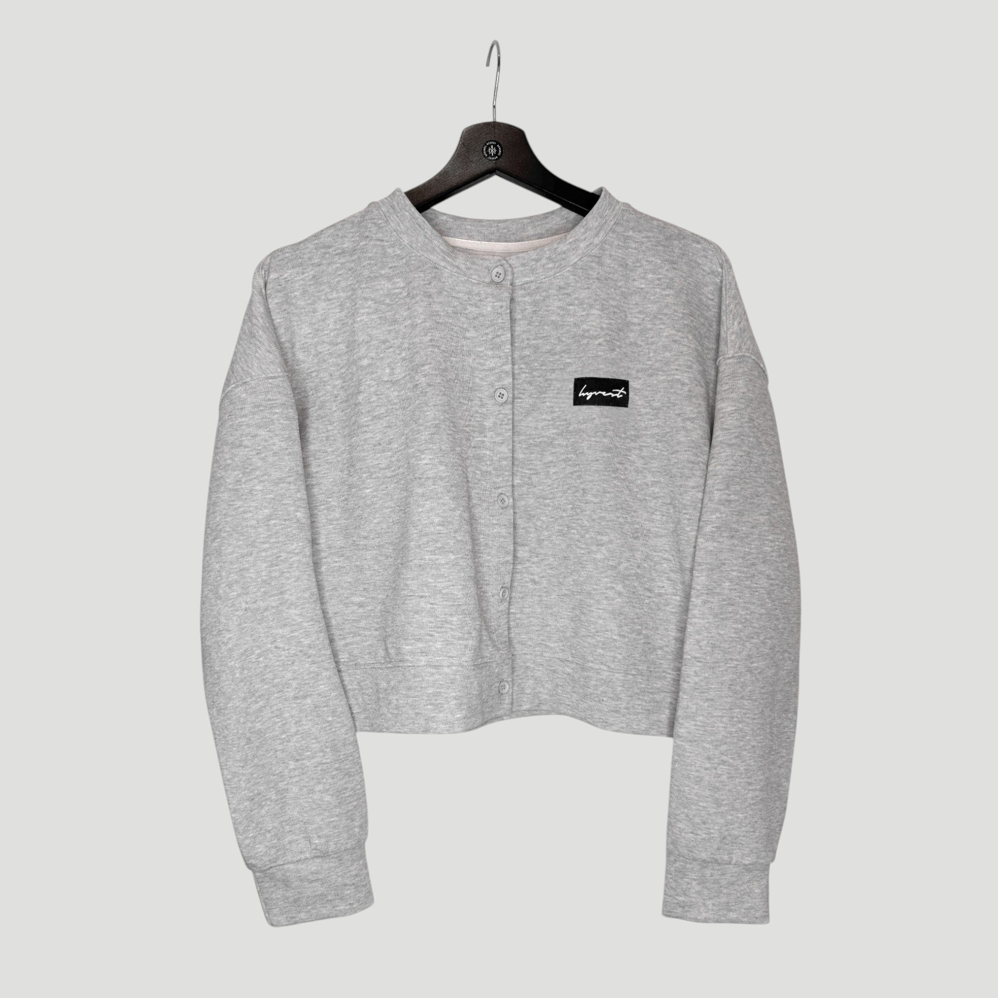 HYVEST Cardigan Cropped Button meliertes Hellgrau