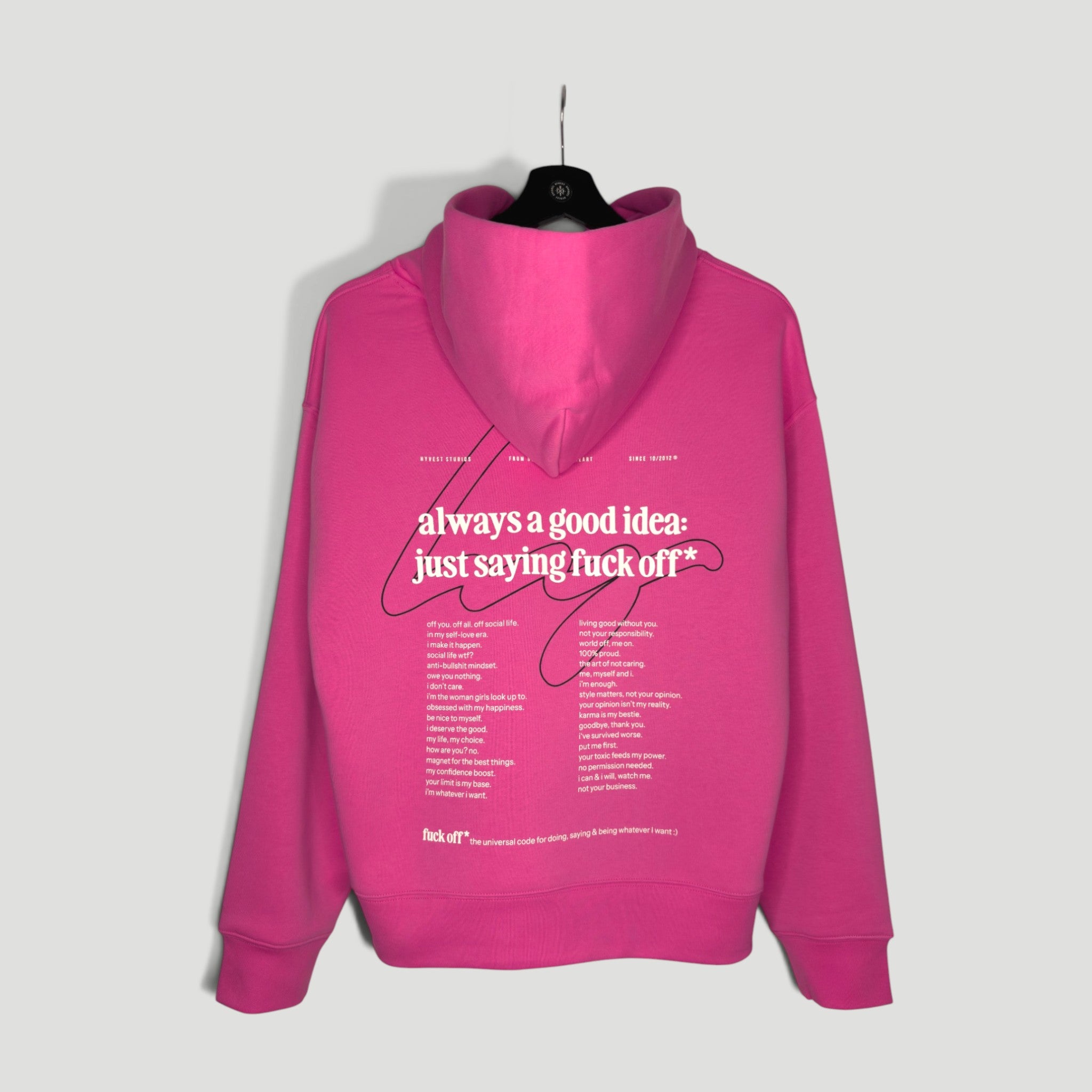 HYVEST Pinker Hoodie Backprint für Frauen mit hochwertigem Print auf dem Rücken