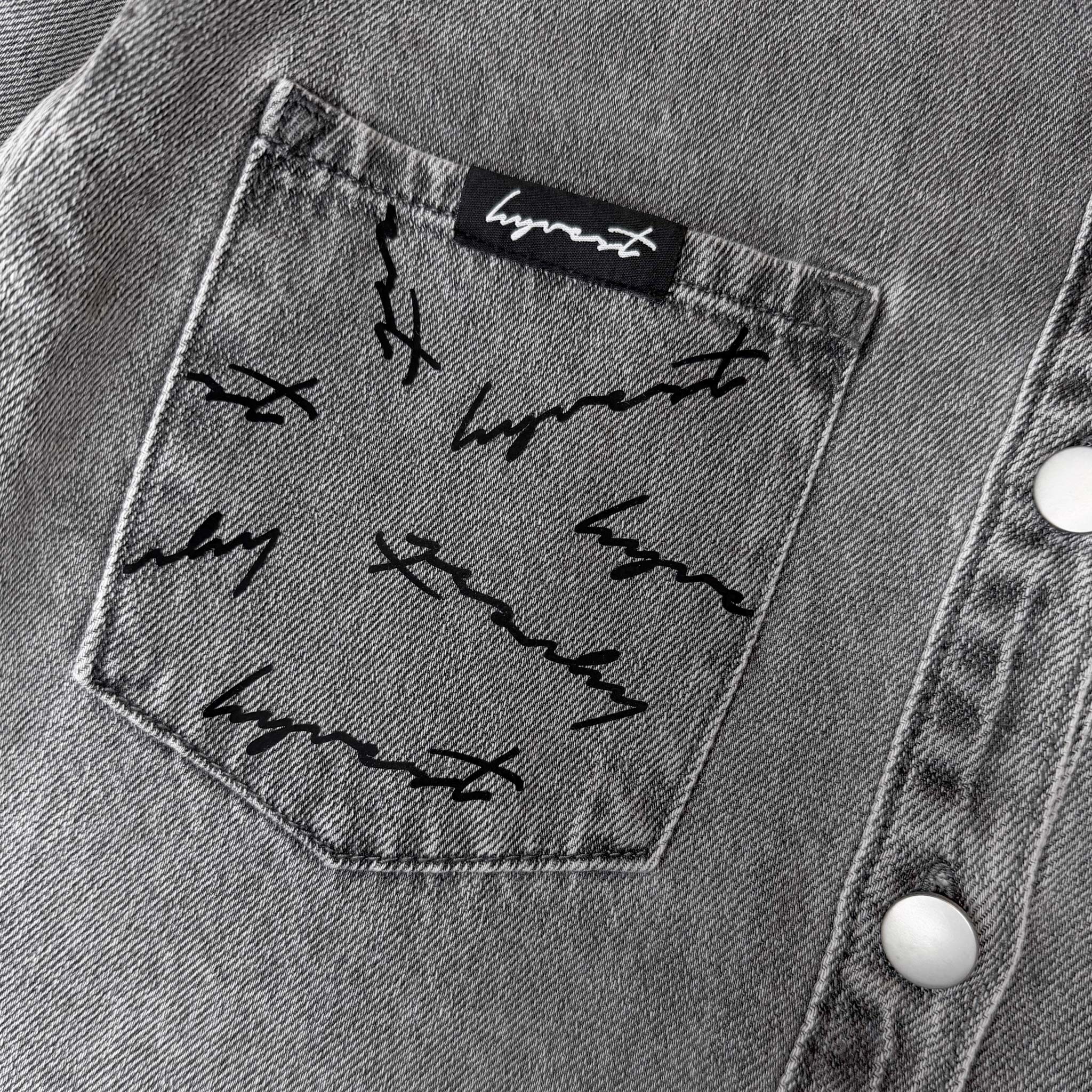 HYVEST Jeanshemd Oversize in Grau mit Print