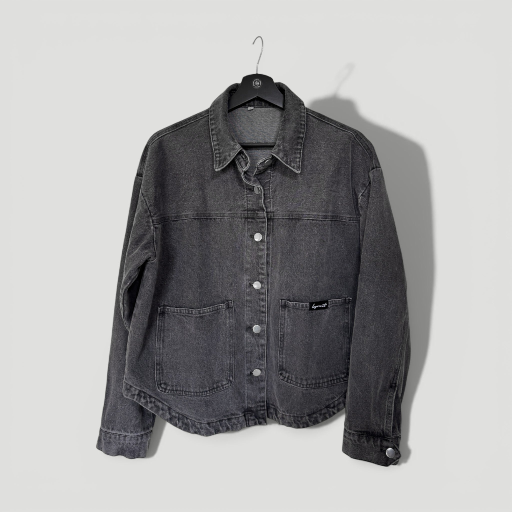HYVEST Jeansjacke Oversize Backprint gewaschenes Anthrazit