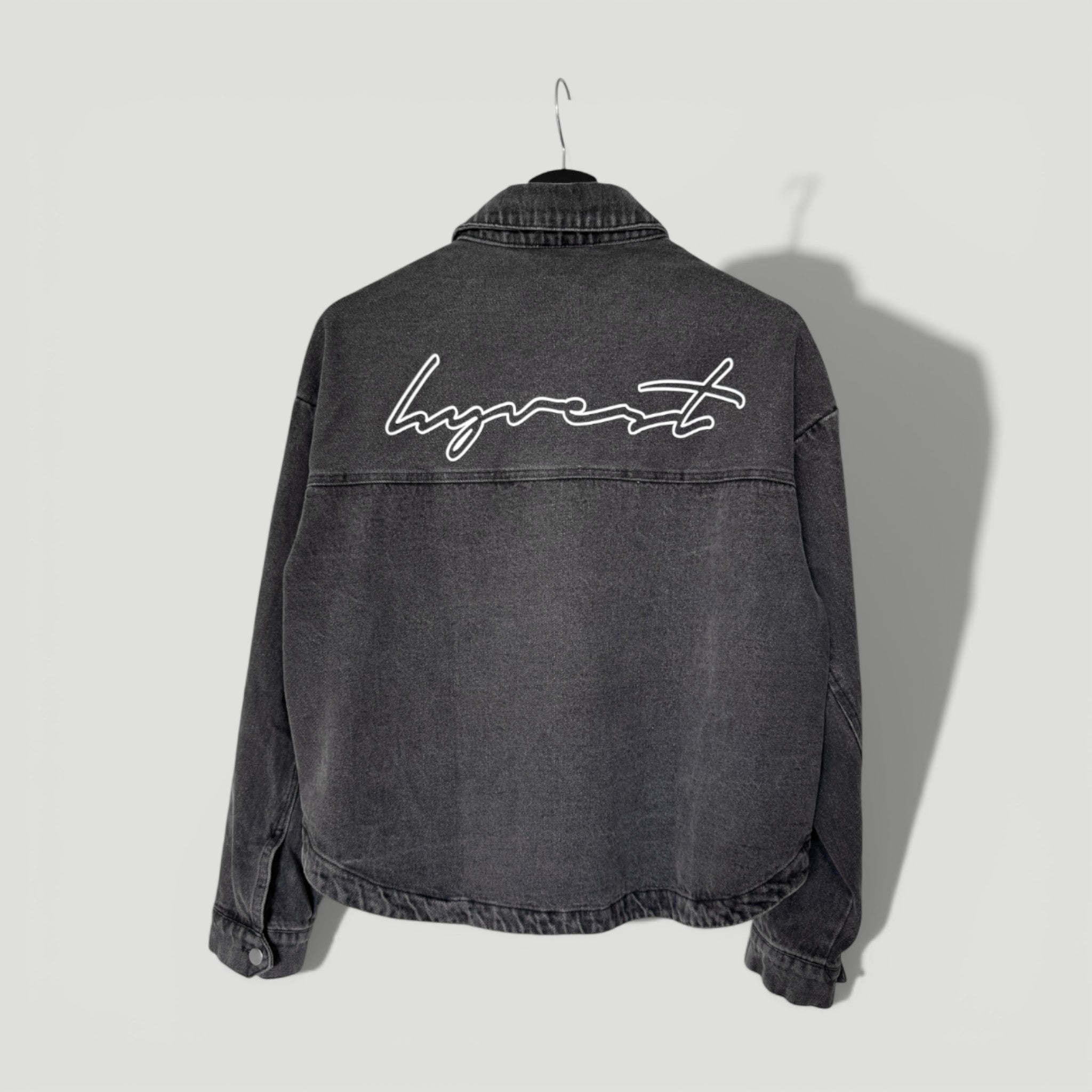 HYVEST Jeansjacke Oversize Backprint gewaschenes Anthrazit