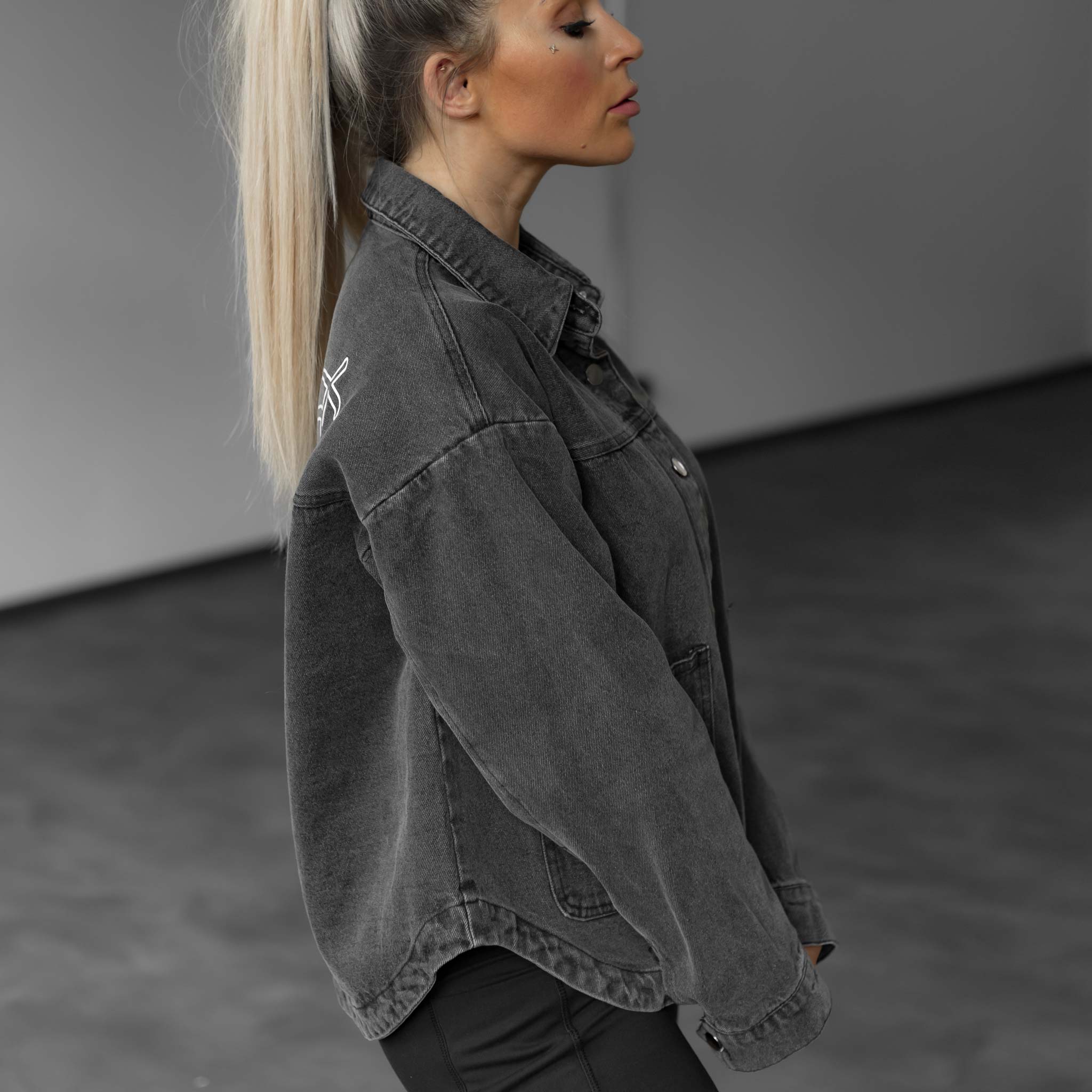 HYVEST Jeansjacke Oversize Backprint für Frauen im lockeren Schnitt