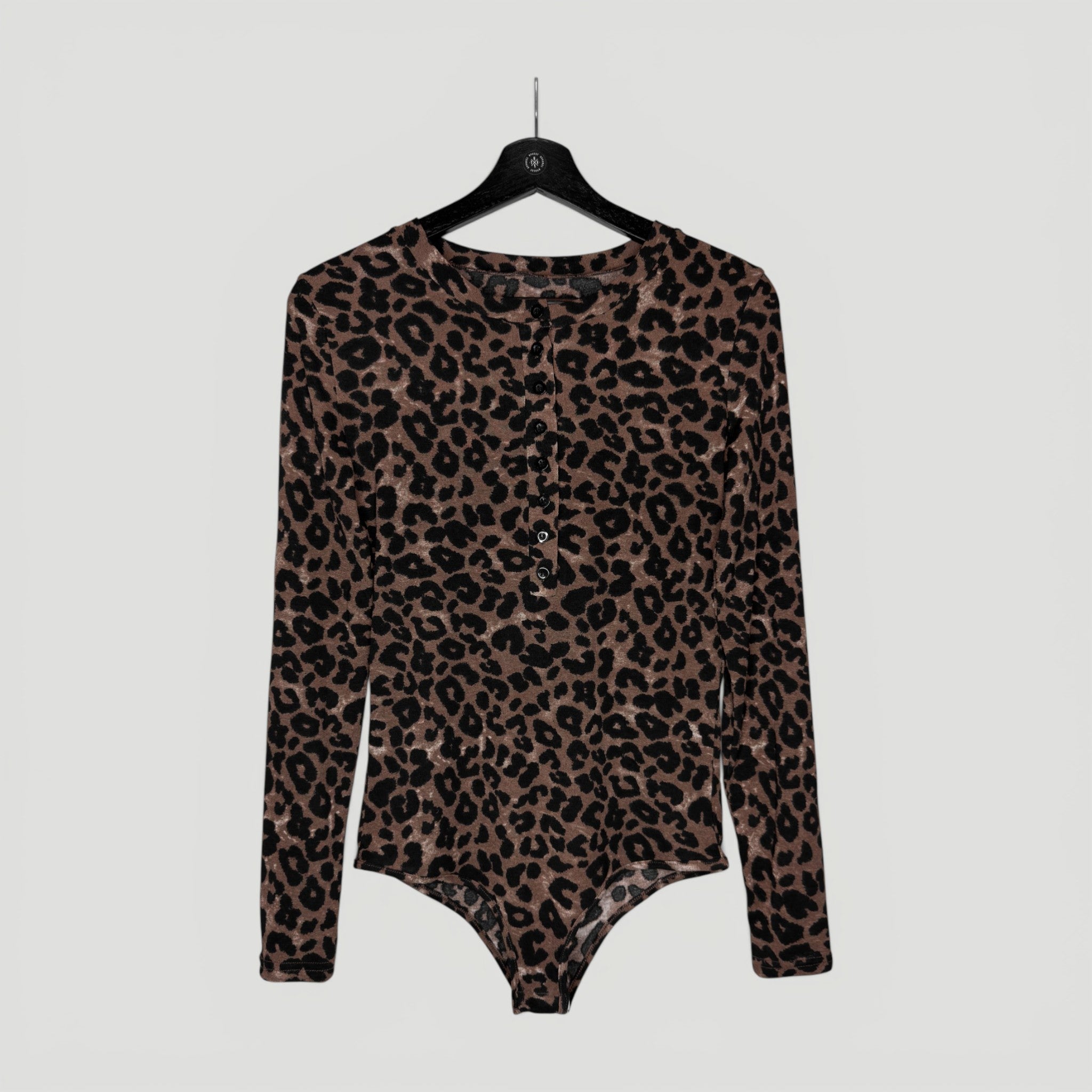 HYVEST Langarmbody Leo Mesh Leopard dunkles Braun
