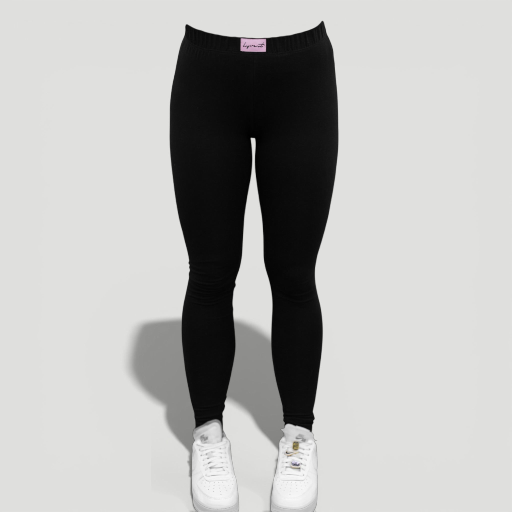 HYVEST Leggings Soft Baumwolle schwarz mit Rosa Patch