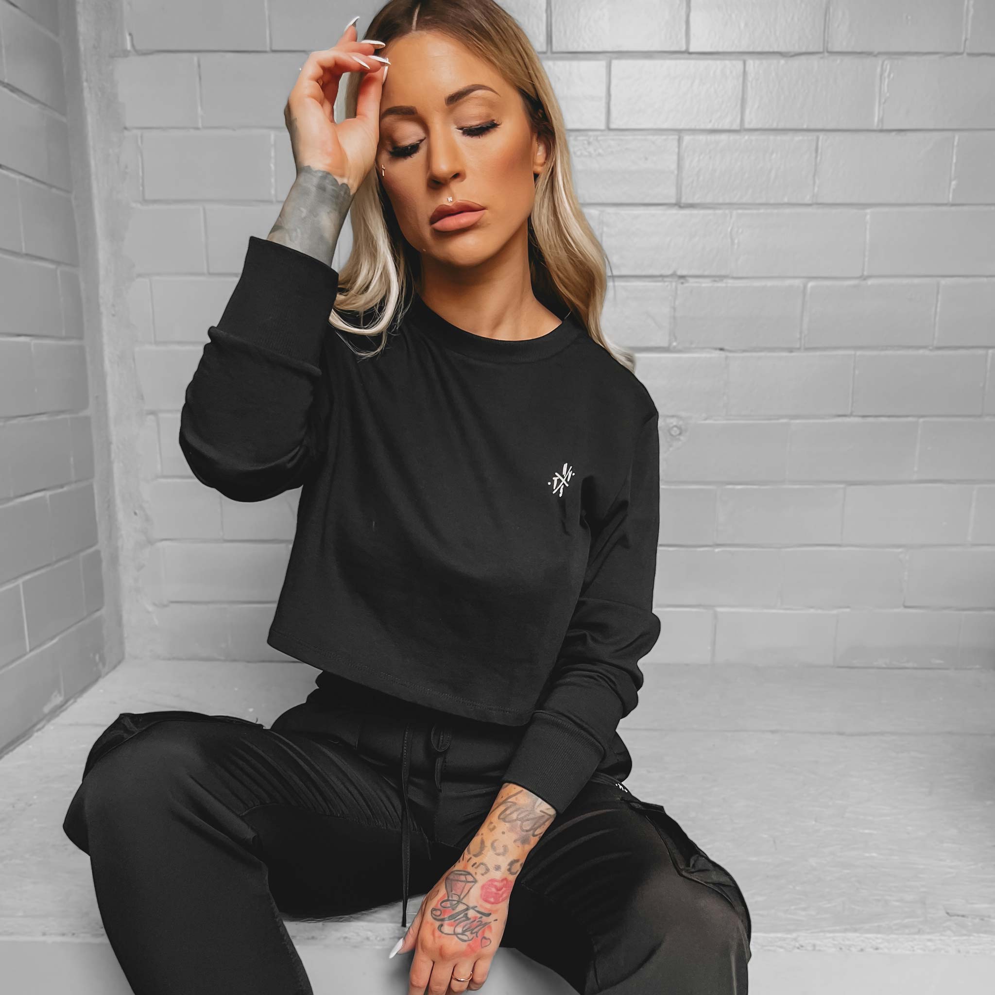 HYVEST Frauen Outfit mit kurzem Langarmshirt Basic