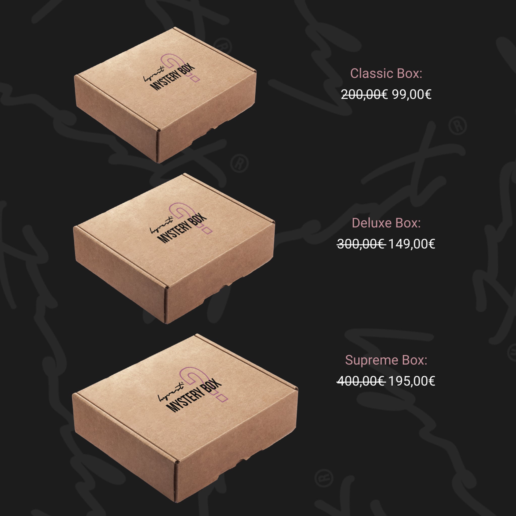 HYVEST Mystery Boxen Größenvarianten Classic, Deluxe und Supreme