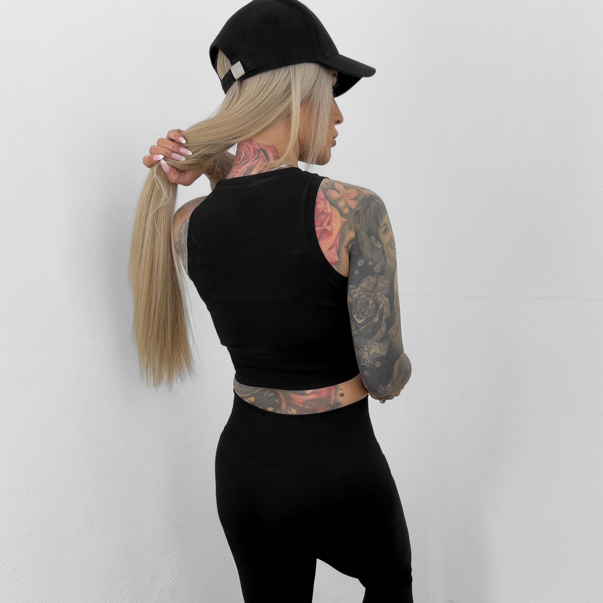 HYVEST Damen Sport Top Support in Schwarz ohne Muster