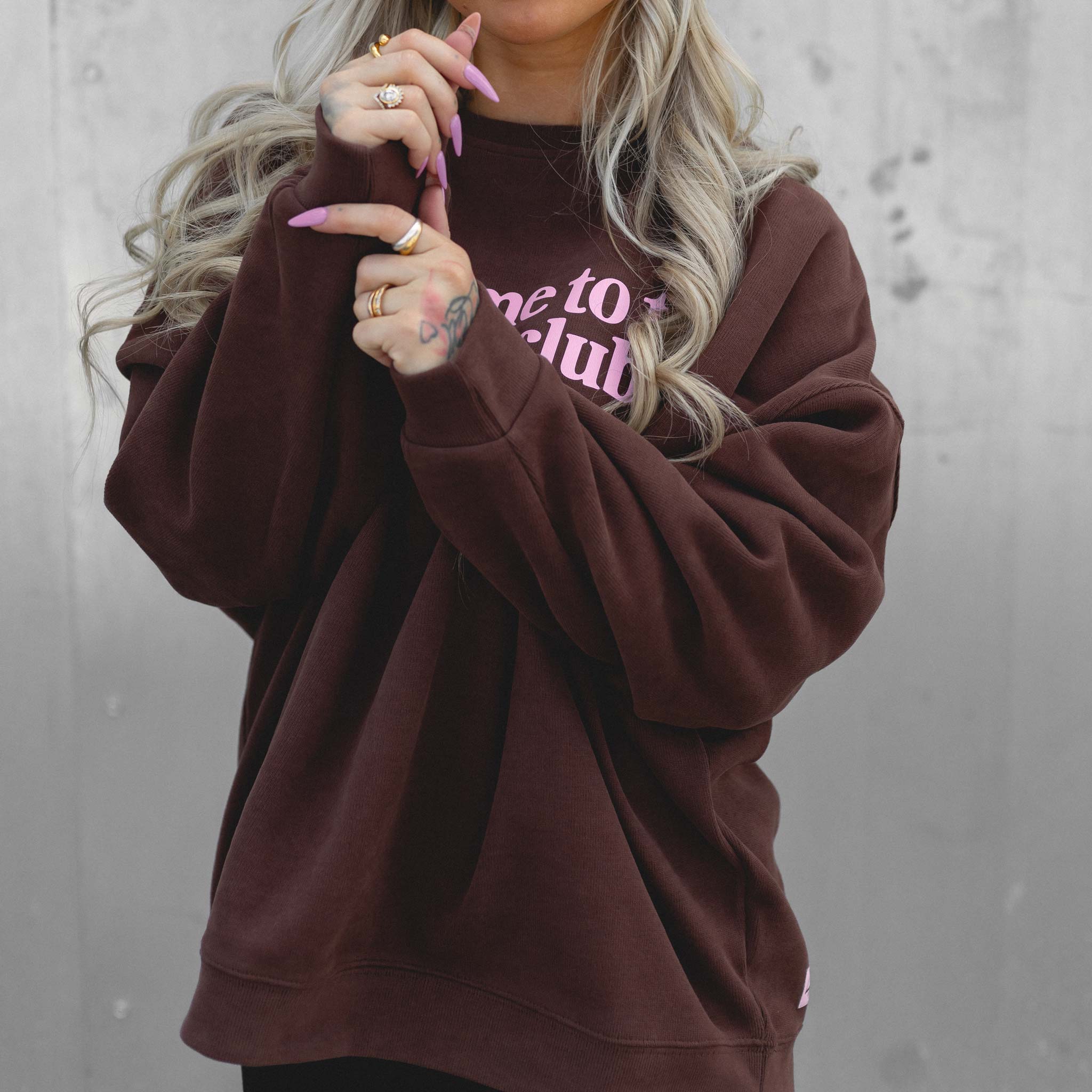 HYVEST Sweater Oversize mit samtiger Haptik und Frontprint