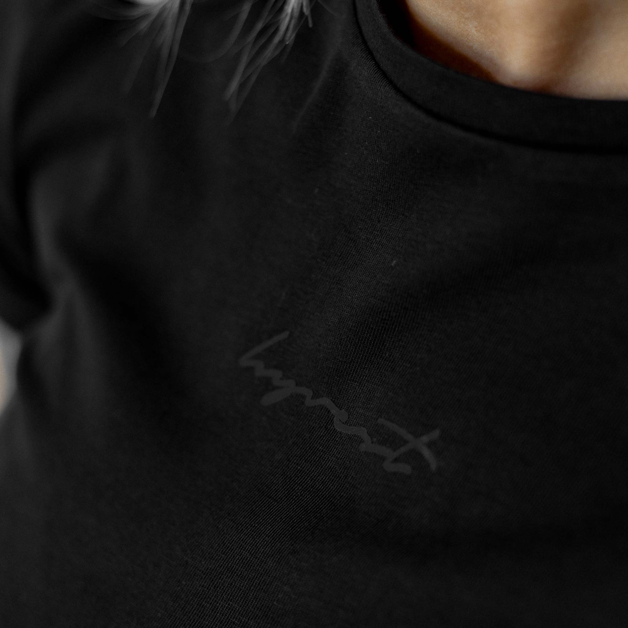 HYVEST T-Shirt Stretch Basic Schwarz mit Logo Print
