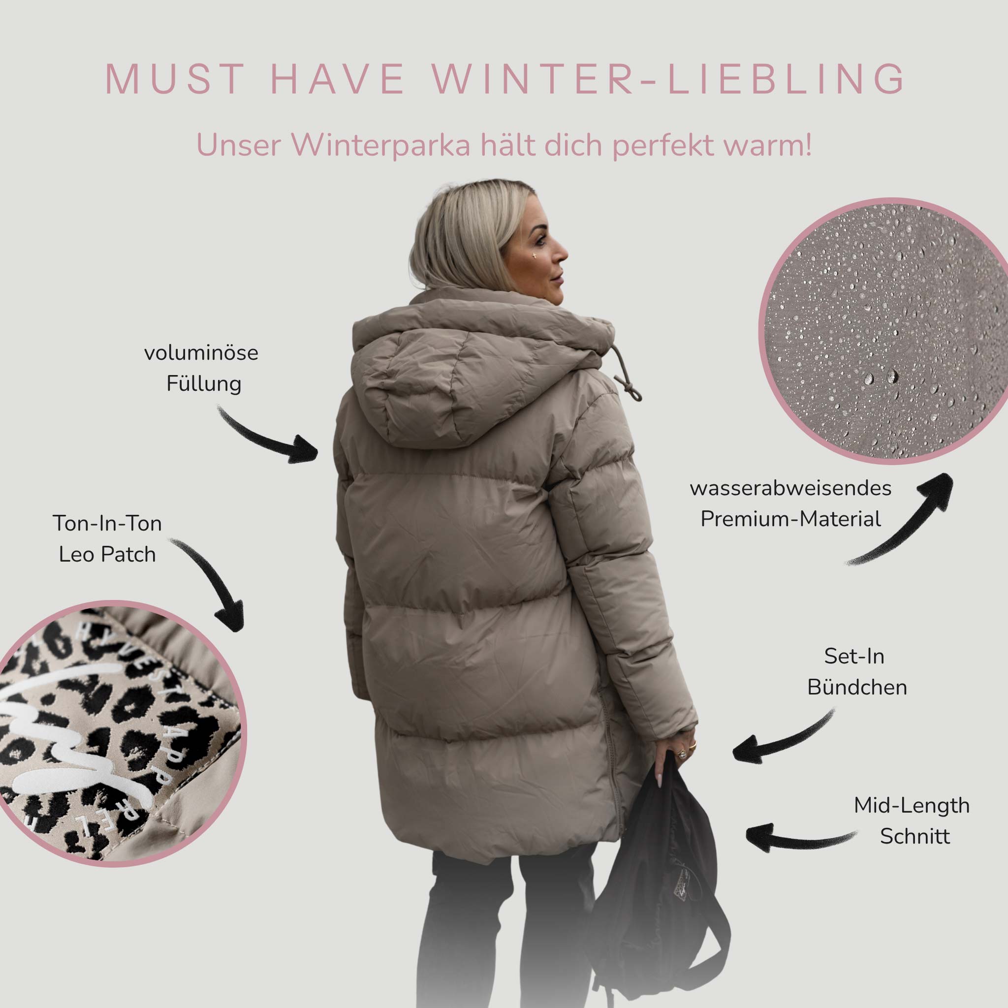Winterparka wattiert mittel