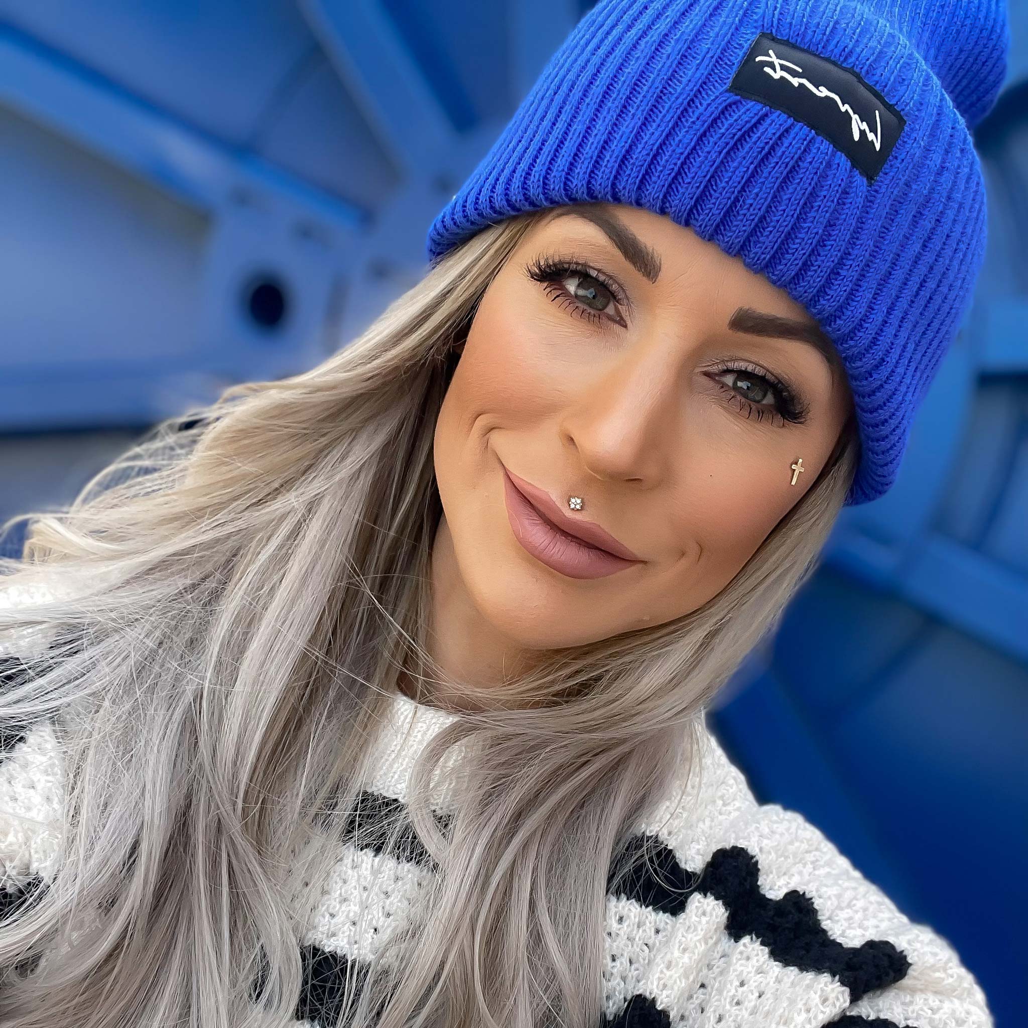 HYVEST Beanie Big Strick leuchtendes Dunkelblau für Damen