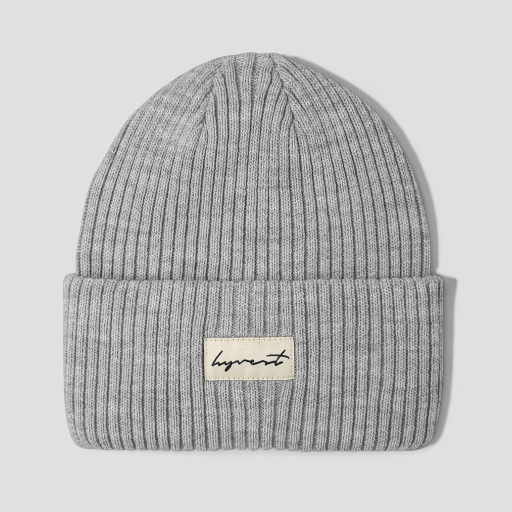 HYVEST Beanie Big Rippstrick melierstes hellgrau für Damen