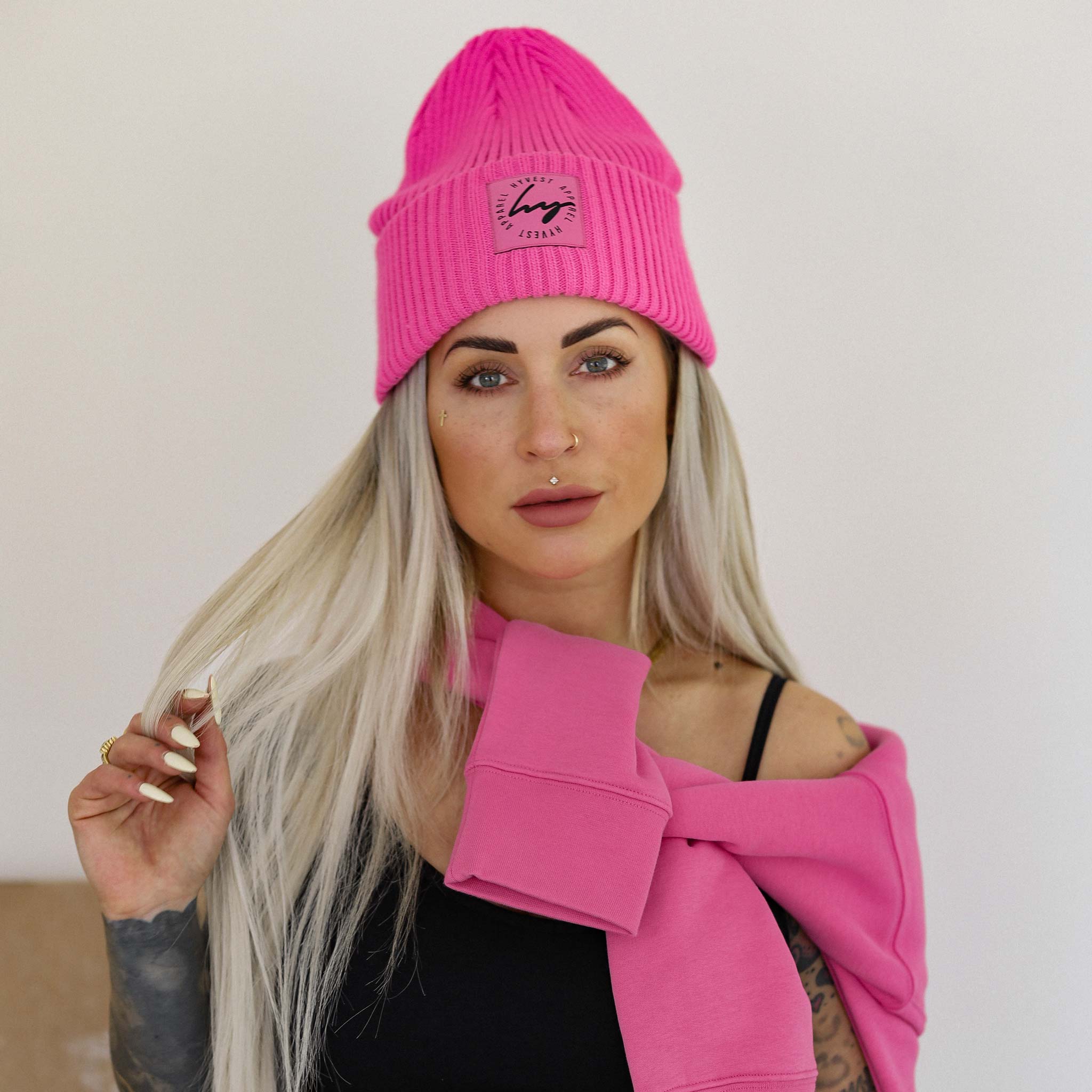 HYVEST Herbst Outfit mit wärmender Strickmütze Beanie