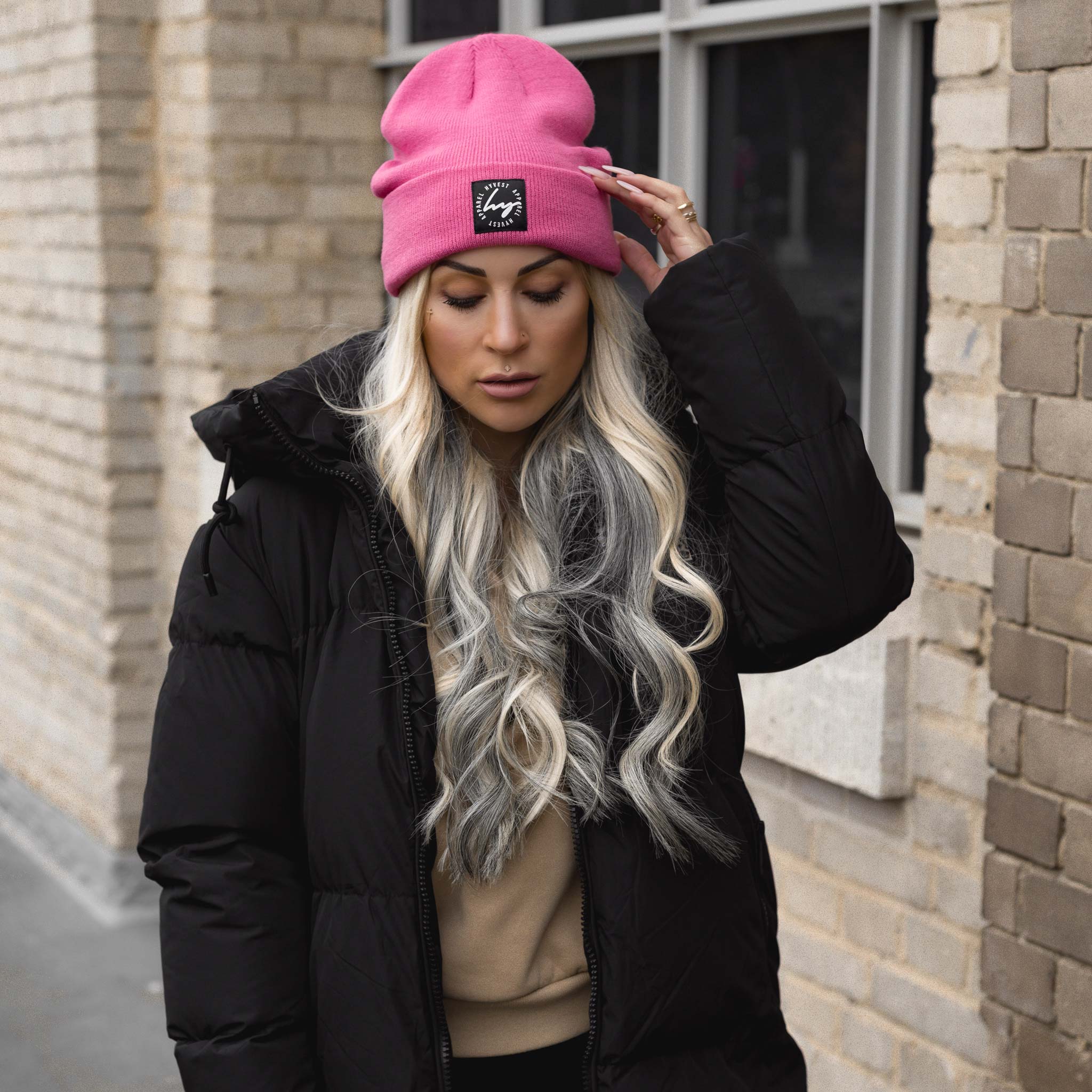 HYVEST Pinke Feinstrick Mütze für Frauen als Accessoire zum Winterparka
