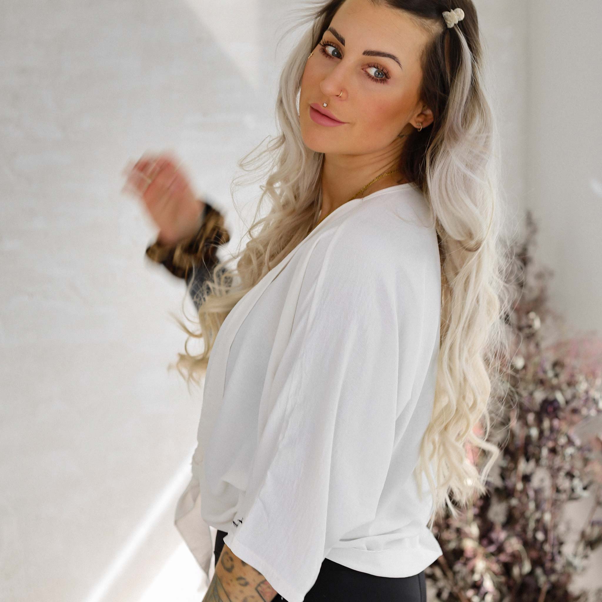 Bluse kurz zum Knoten