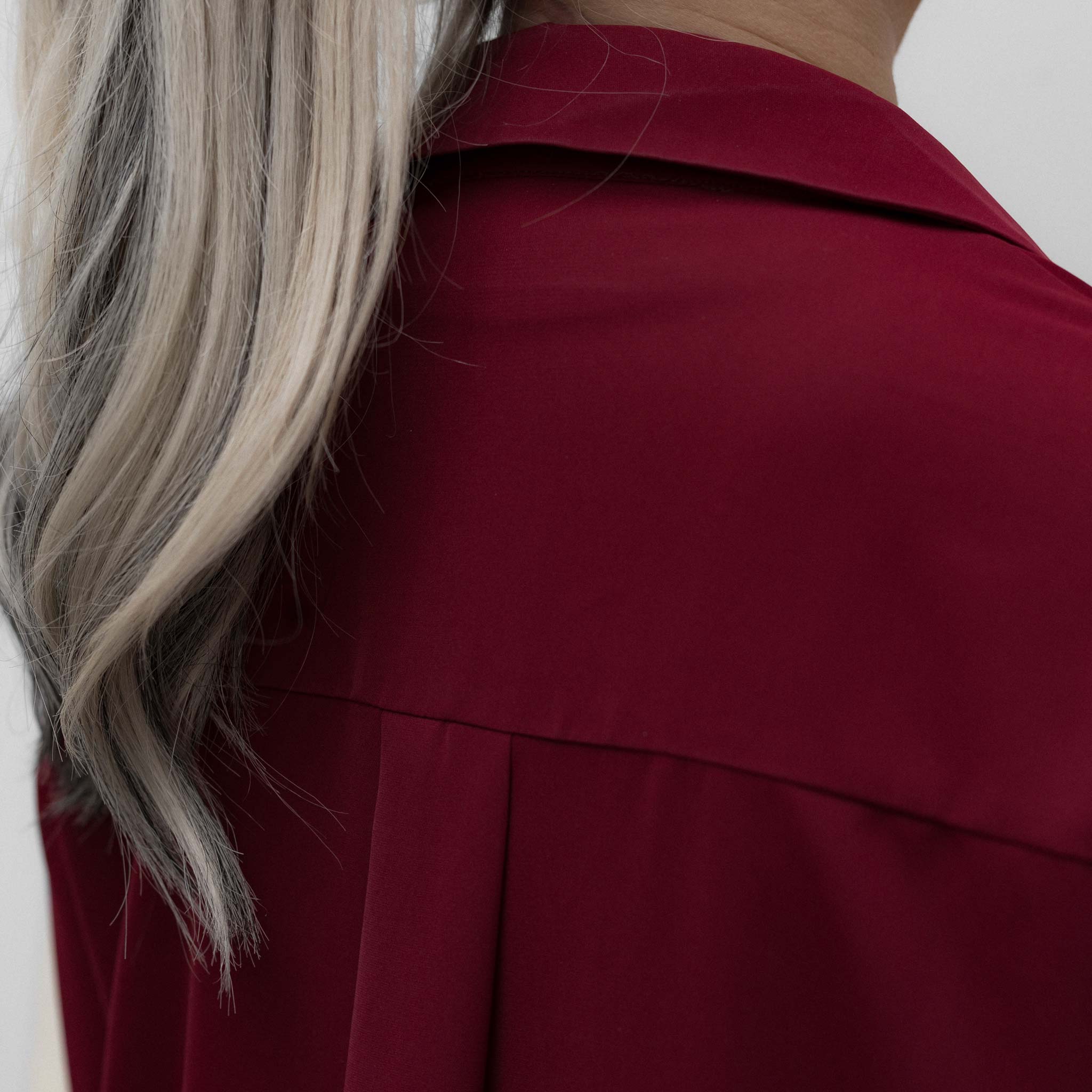 HYVEST Damen Bluse langarm Simply in kühlem Weinrot mit kleinem Kragen