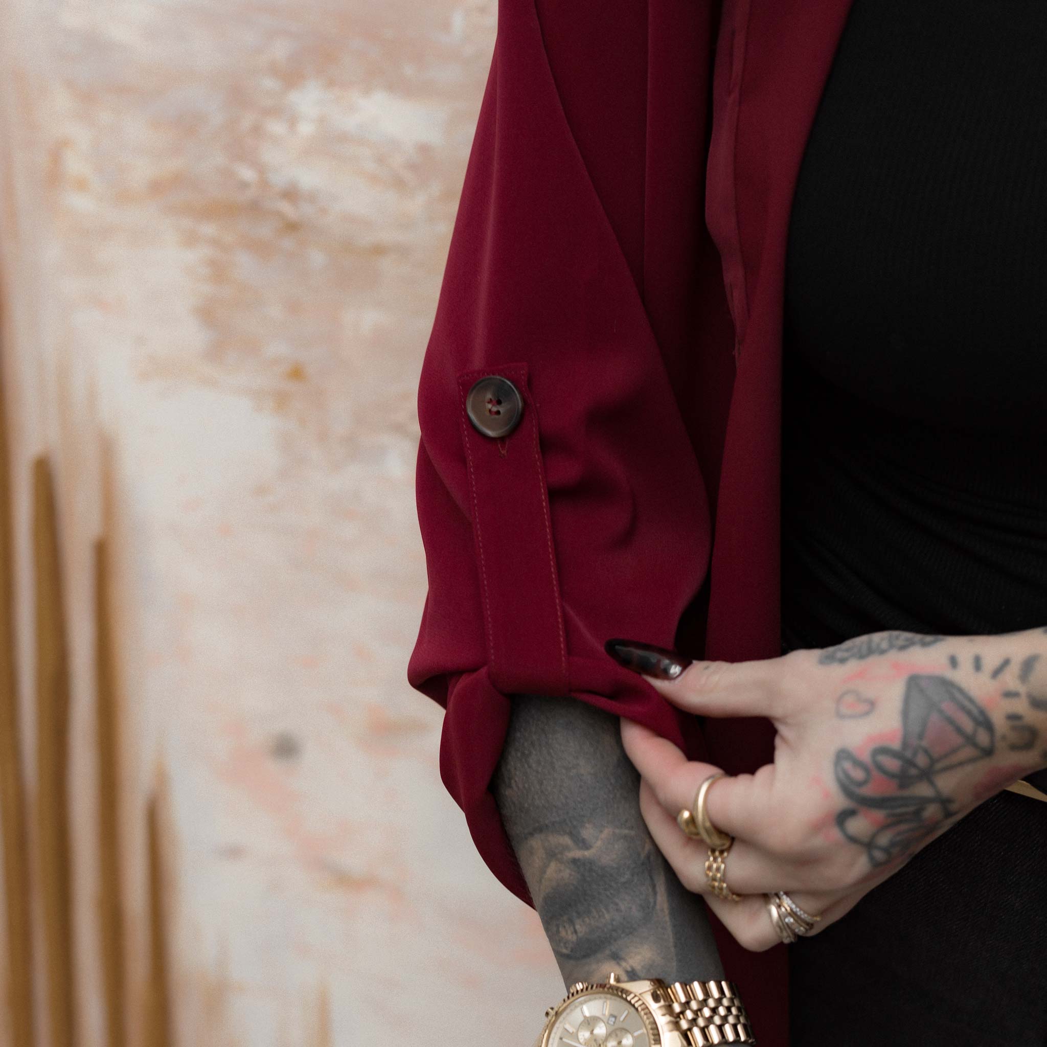 HYVEST Bluse mit langen Ärmeln zum Umkrempeln mit Knopf