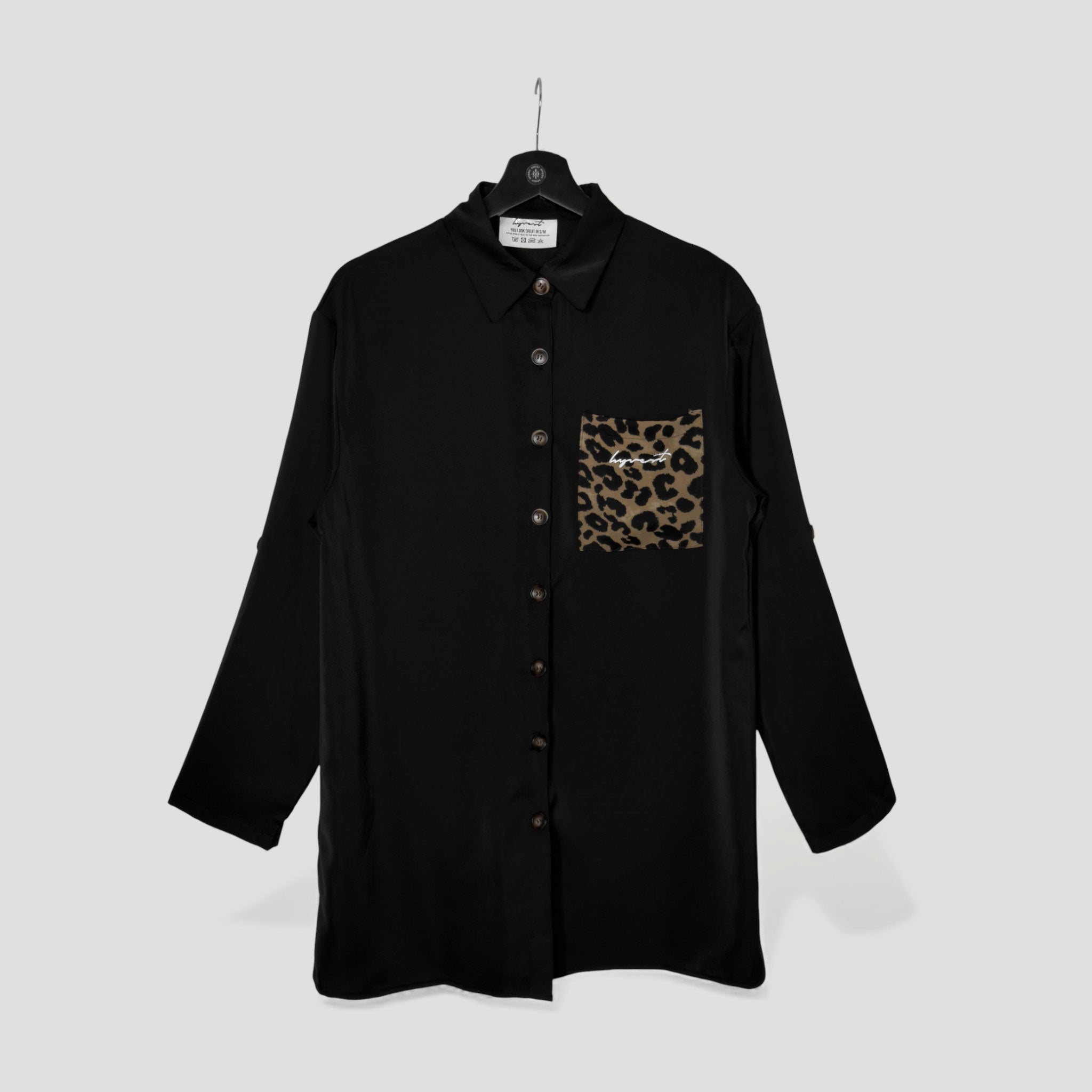 HYVEST Bluse Langarm Simply tiefes Schwarz für Damen