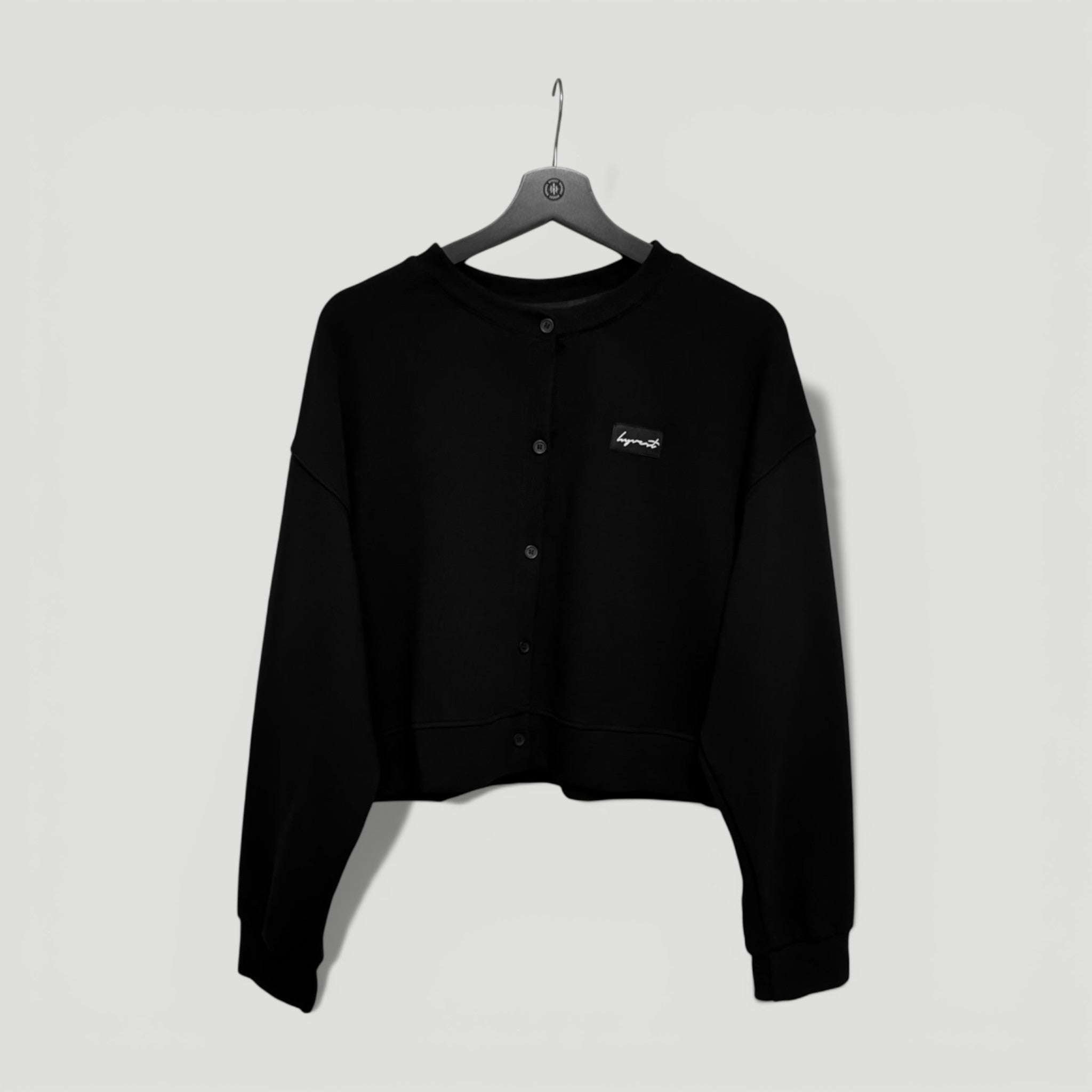 HYVEST Frauen Cardigan Cropped Button tiefes Schwarz