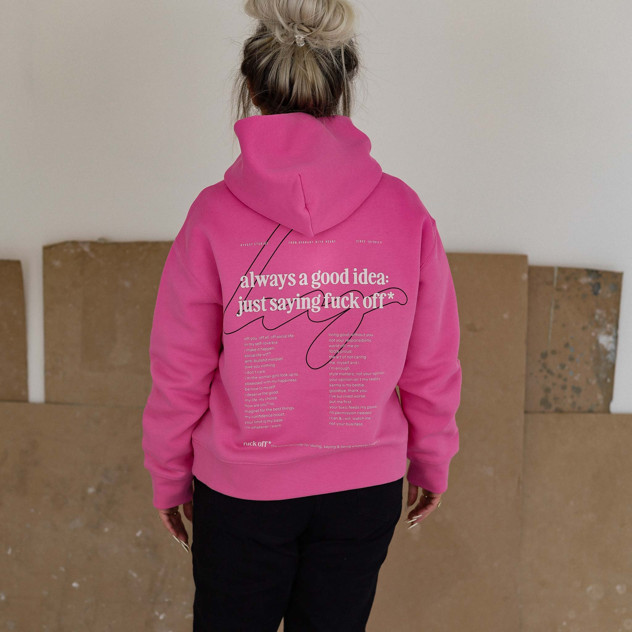 HYVEST Hoodie Backprint Pink für Frauen mit Statement Print