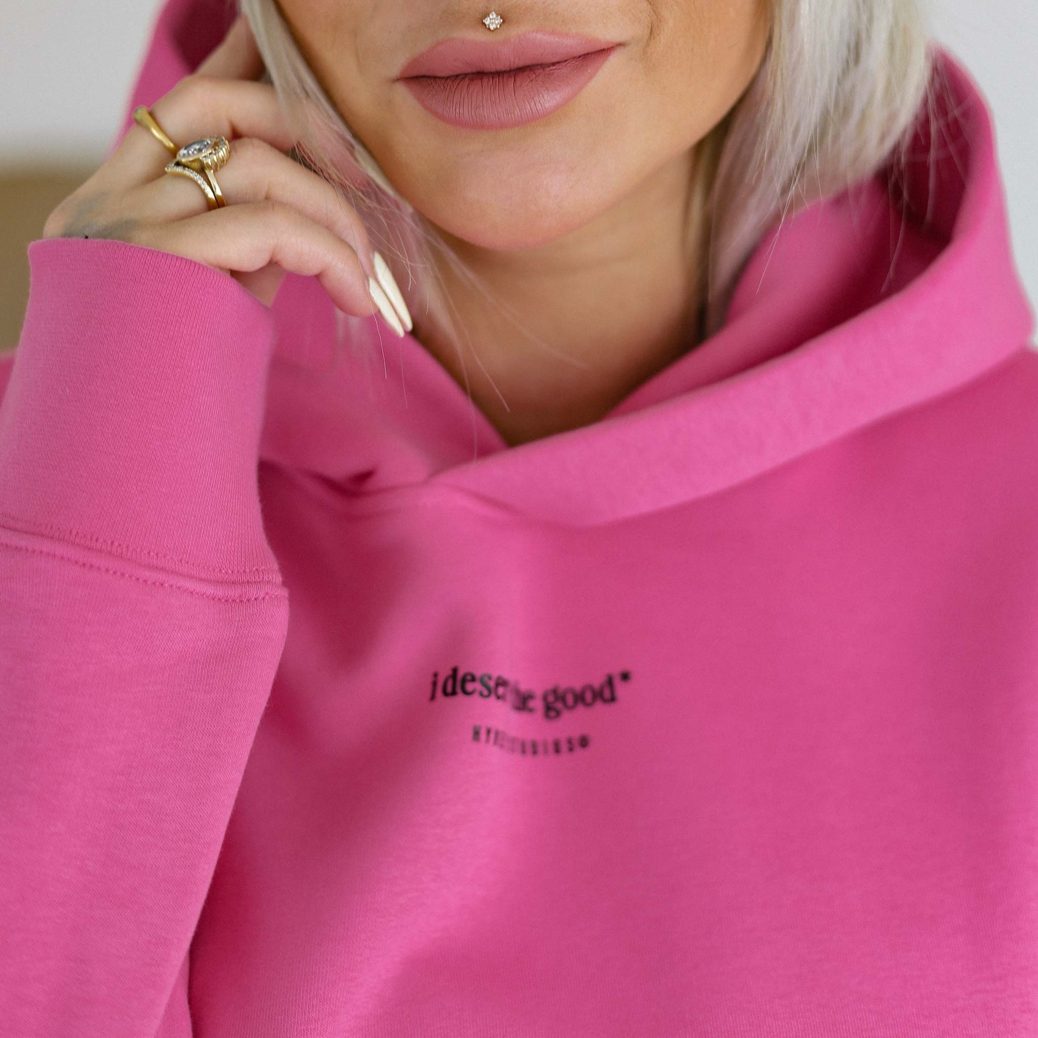 HYVEST Hoodie in Pink mit kleinem Frontprint