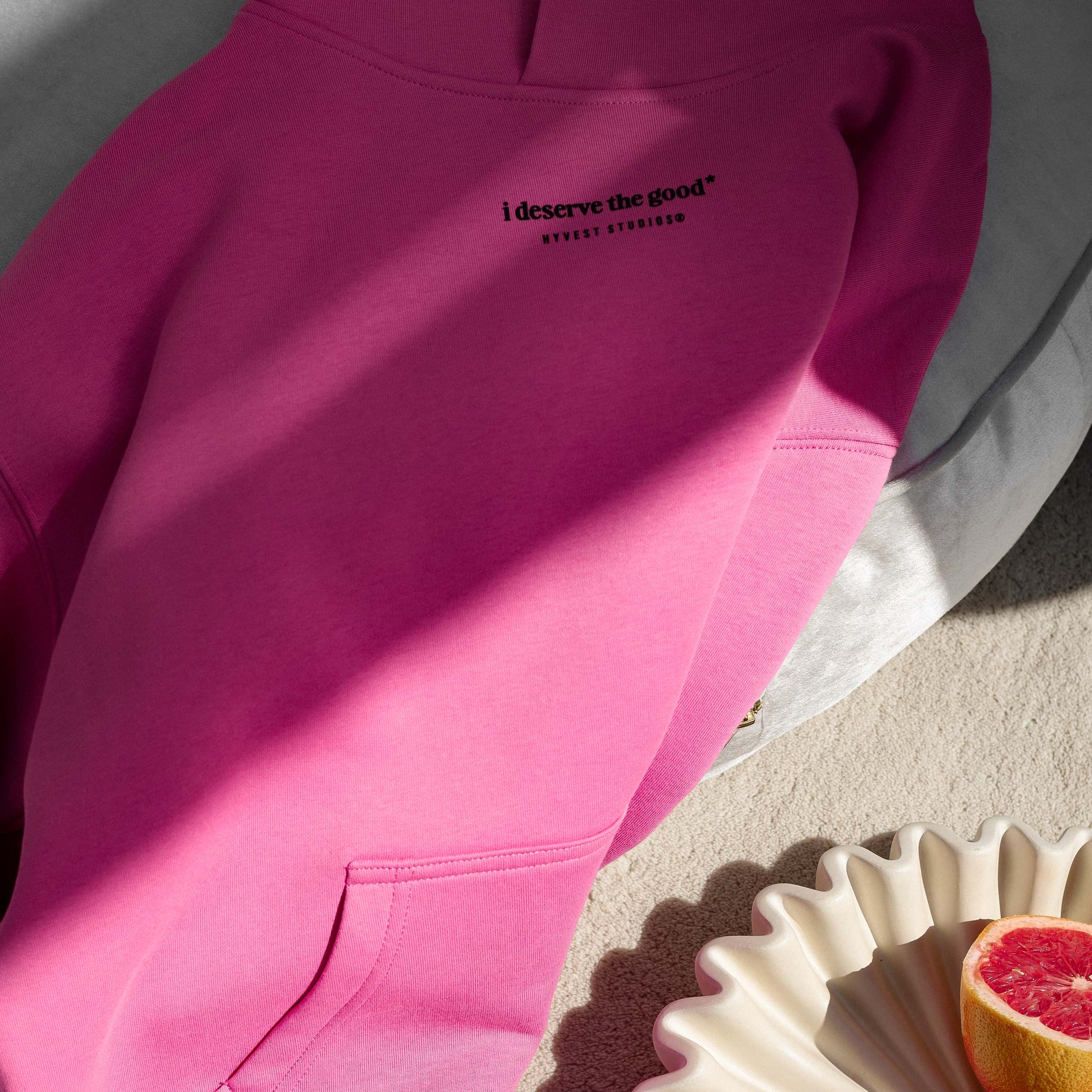 HYVEST Hoodie Backprint Mindset Pink für Frauen Good Vibes Reminder