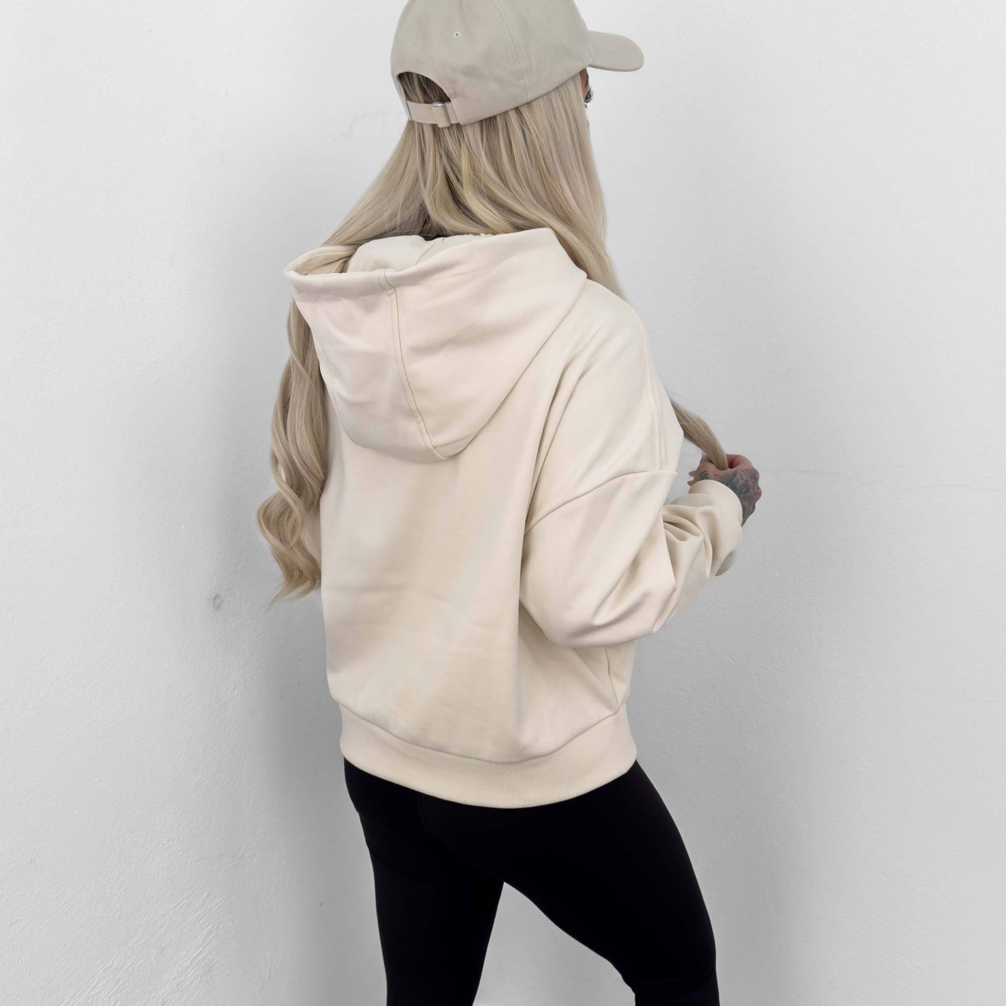 HYVEST Hoodie Cropped Cozy neutrales Beige mit Kapuze