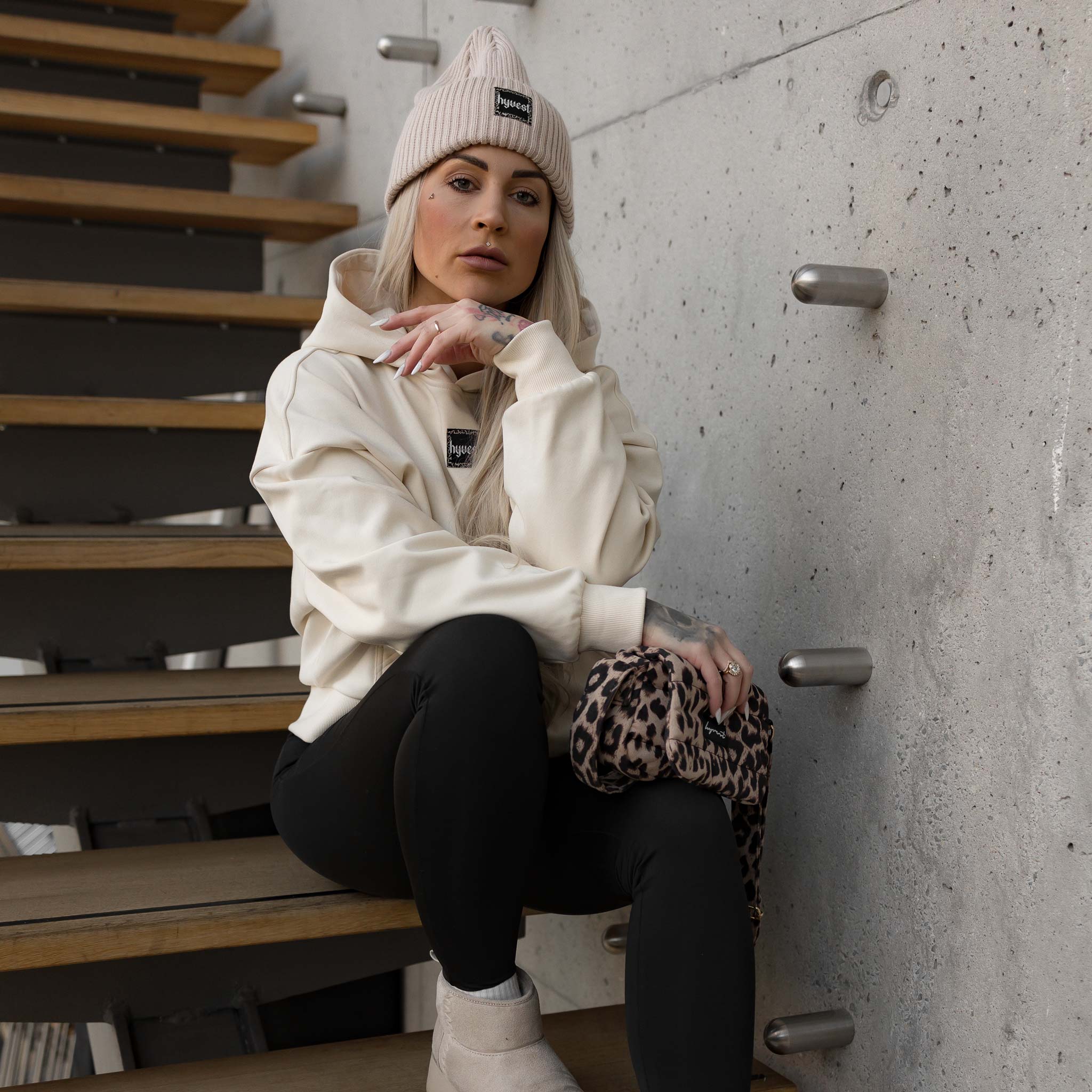 HYVEST Hoodie Cozy Oversize neutrales Beige für Frauen