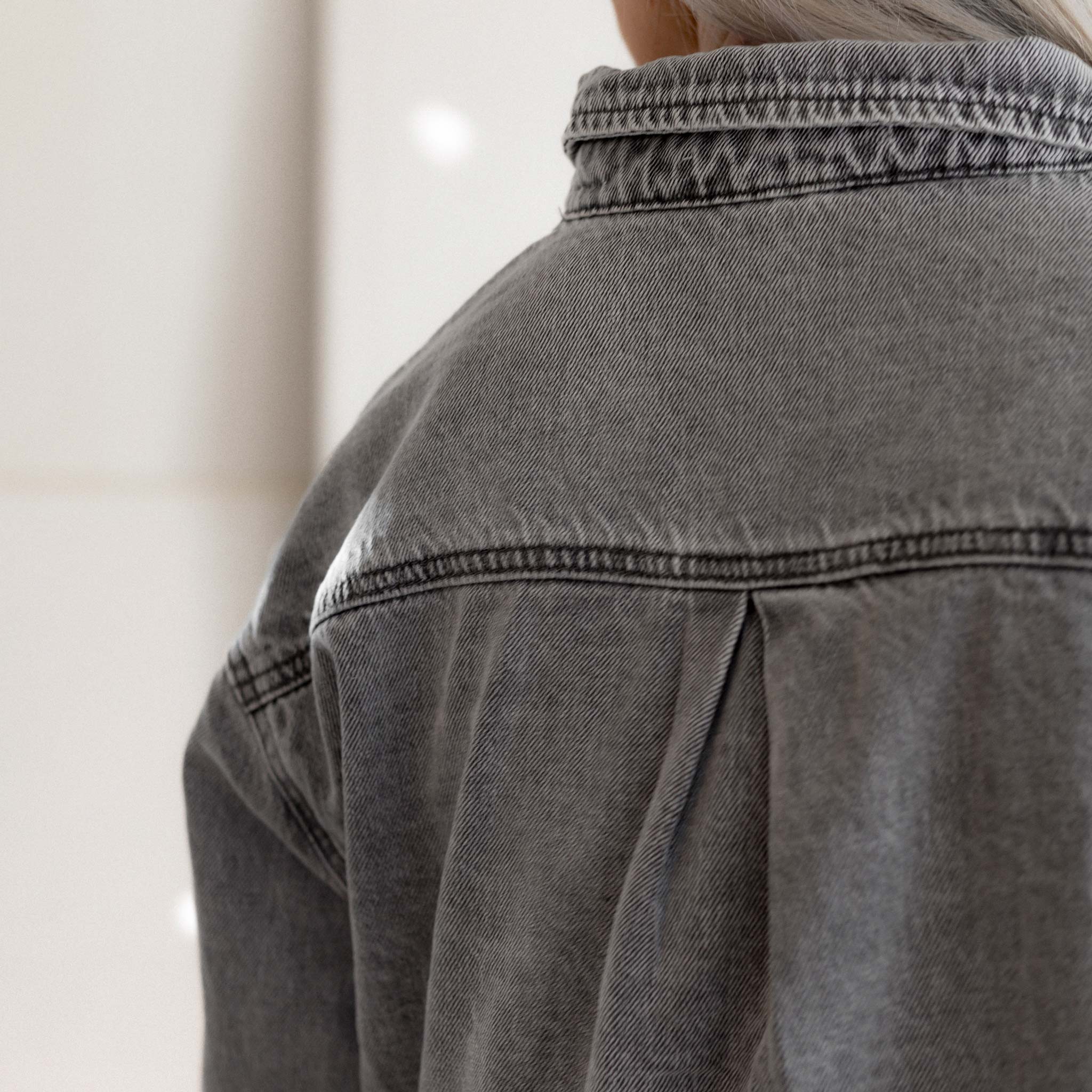 HYVEST Jeanshemd Oversize mit Print und leichtem Kragen