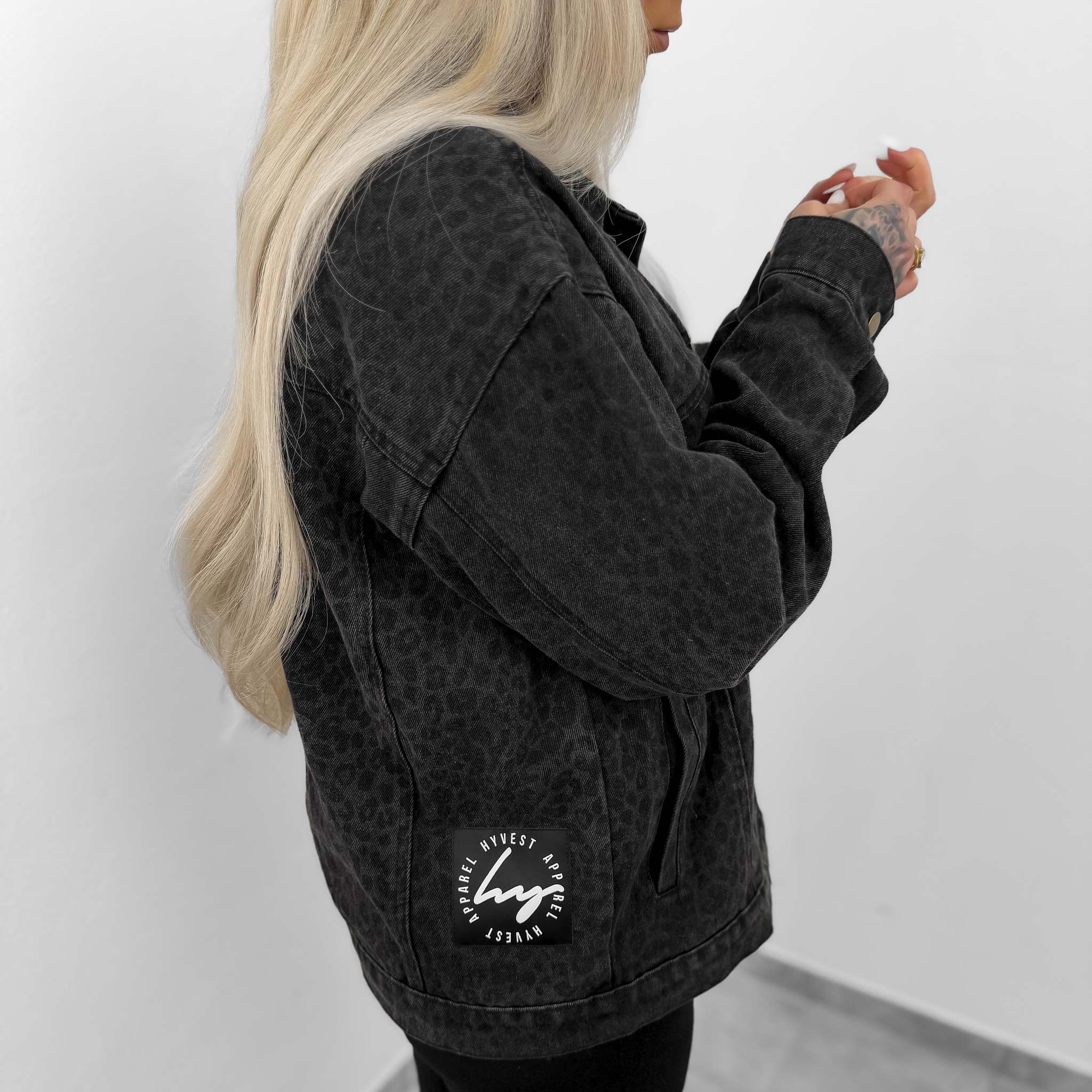 HYVEST Jeansjacke Oversize Leomuster Übergangsjacke für Damen