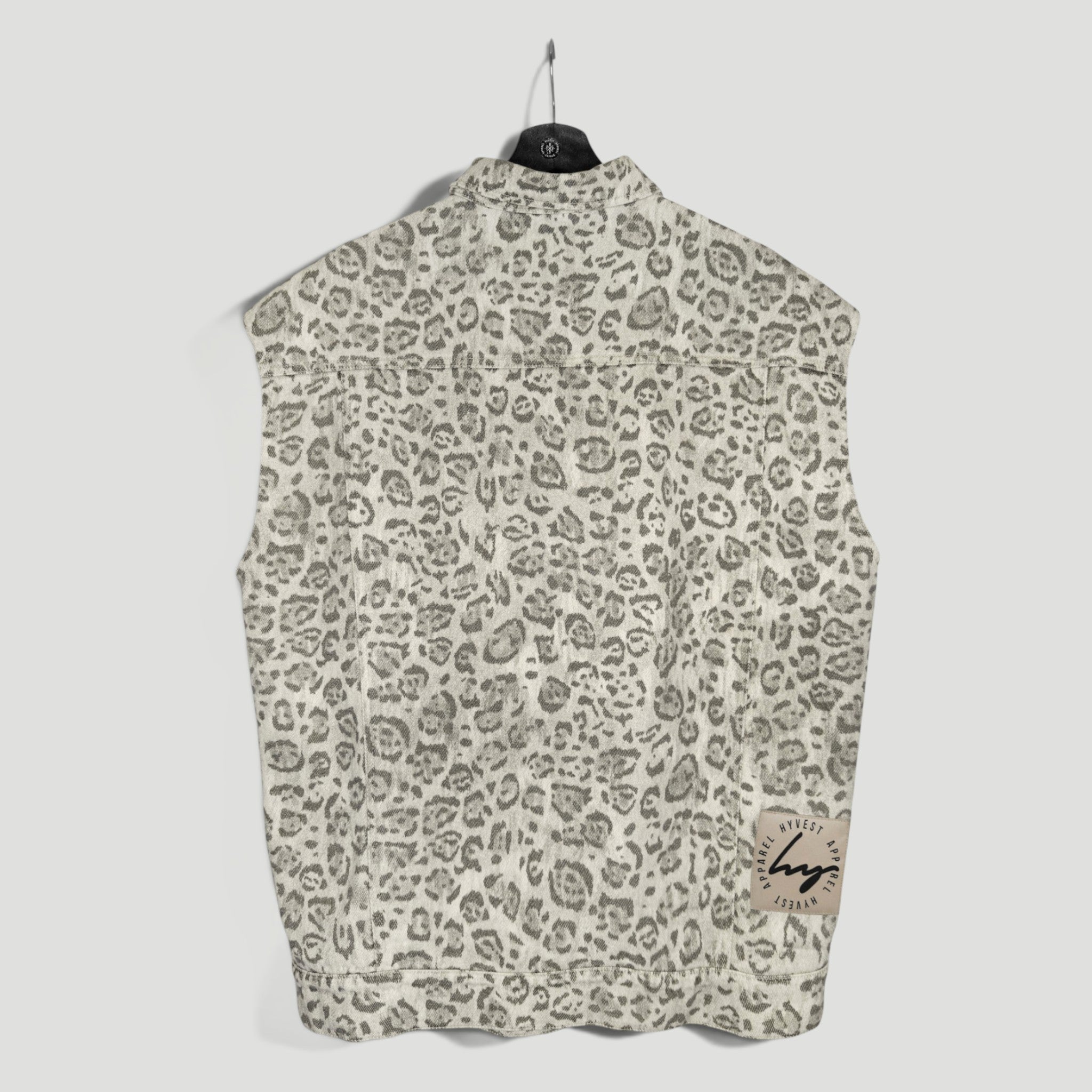 HYVEST Jeansweste Leo Oversize in hellem Beige Leomuster