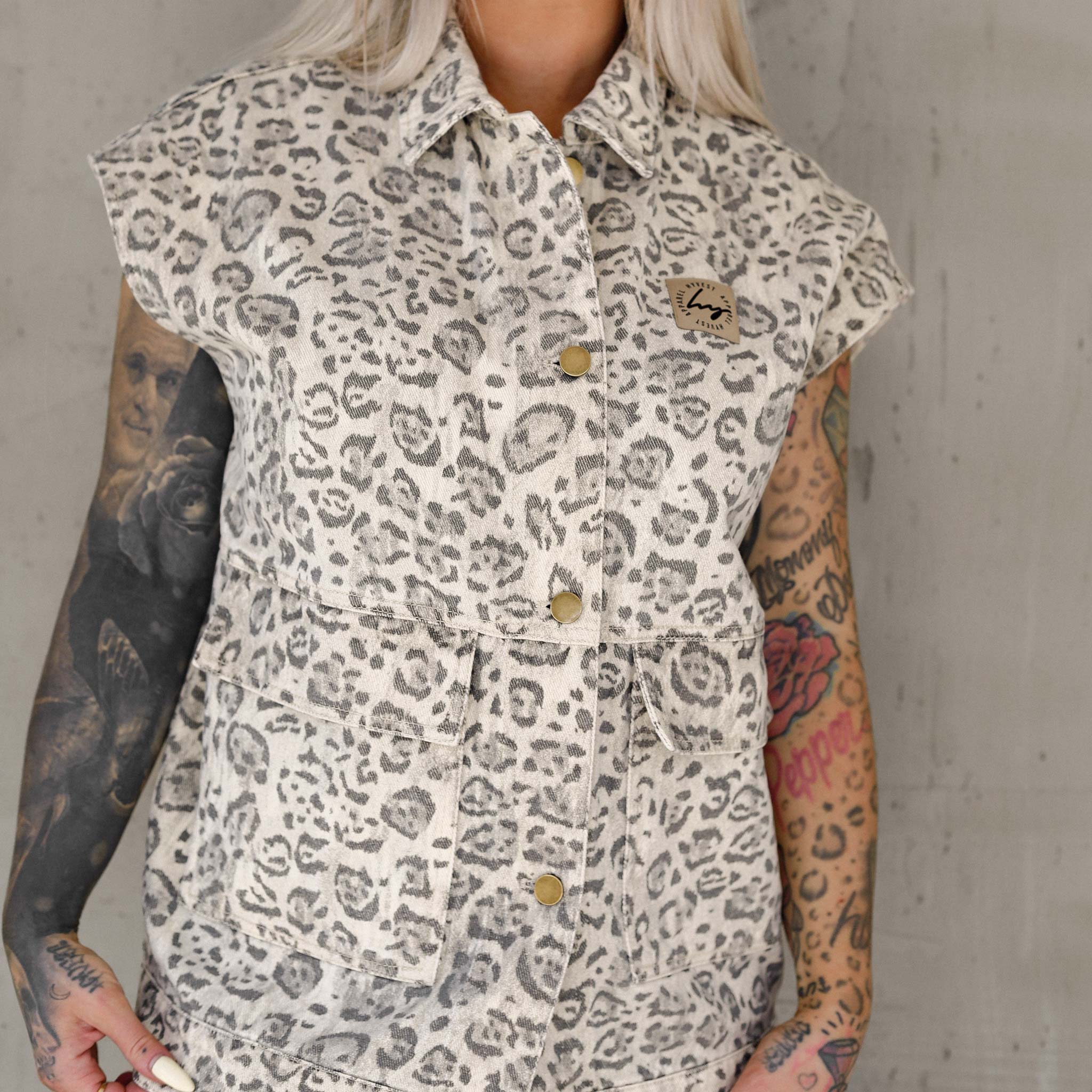 HYVEST Jeansweste Leo Oversize Weste für Frauen in hellem Beige
