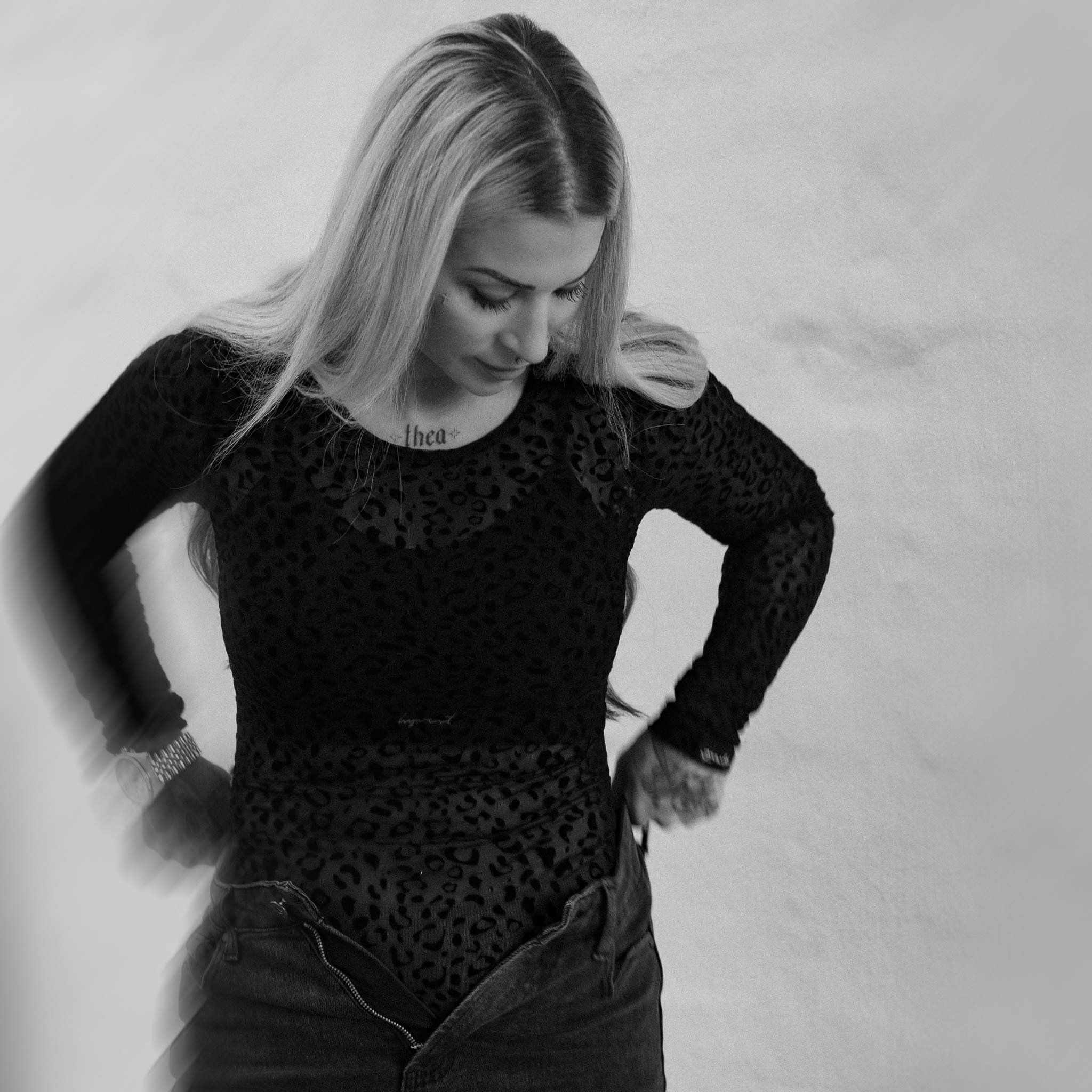 HYVEST Langarmbody Leo Mesh Samtiges Leomuster