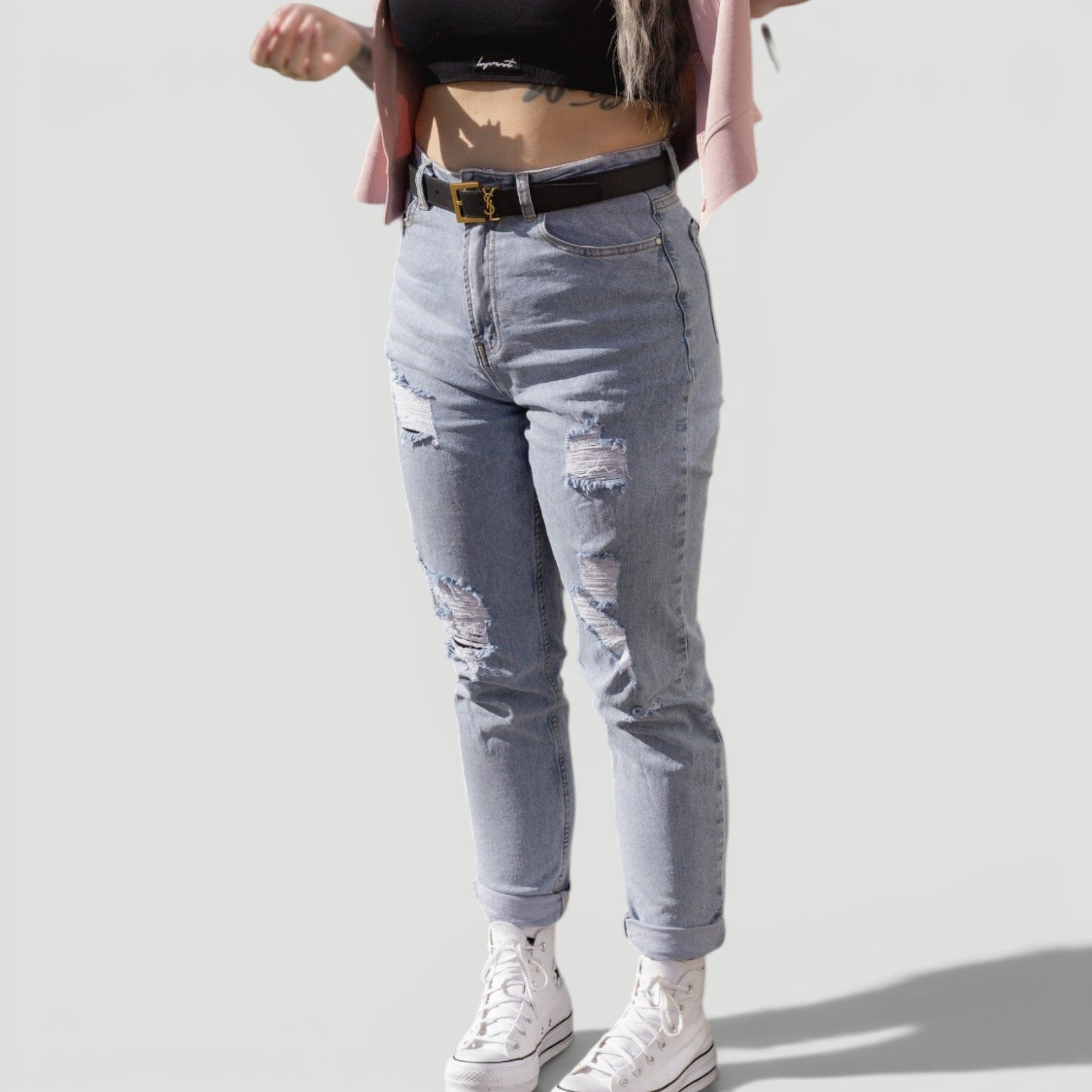 HYVEST Mom Jeans lockerer Schnitt im Used Look für jeden Tag
