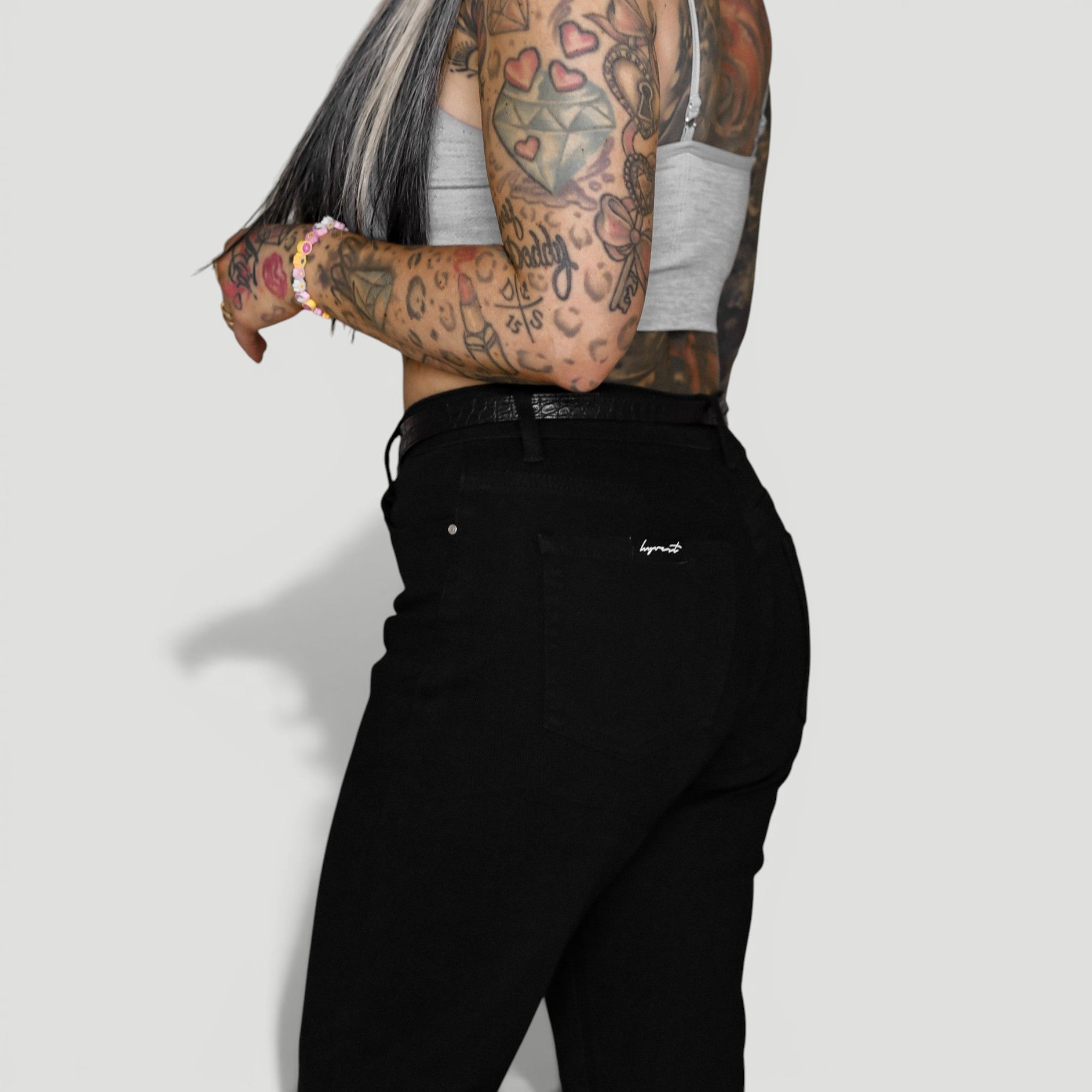 HYVEST Mom Jeans High Waist Schwarz für Damen