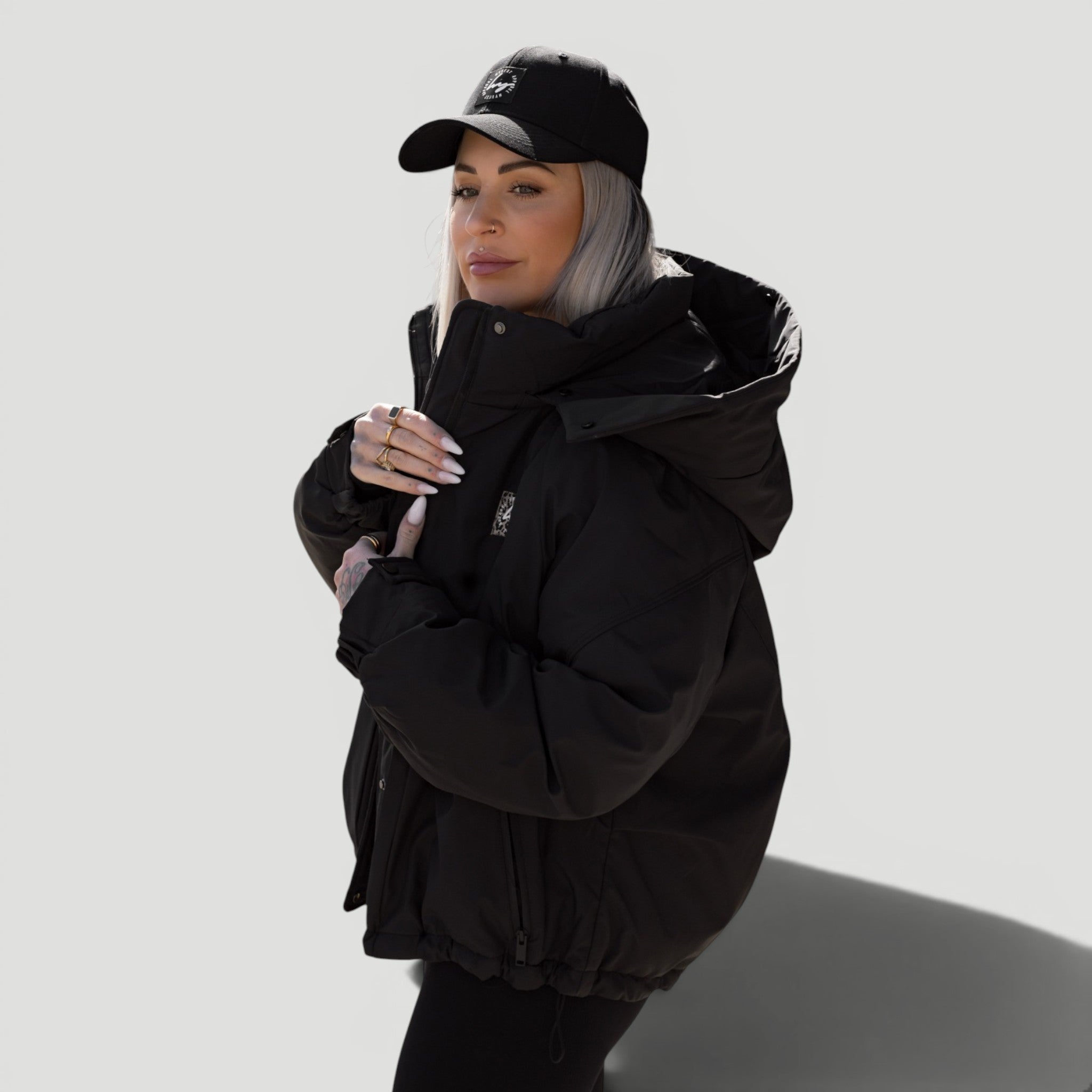 HYVEST Damen Parka leicht gefüttert 3in1 Schwarz mit Kapuze zum abnehmen