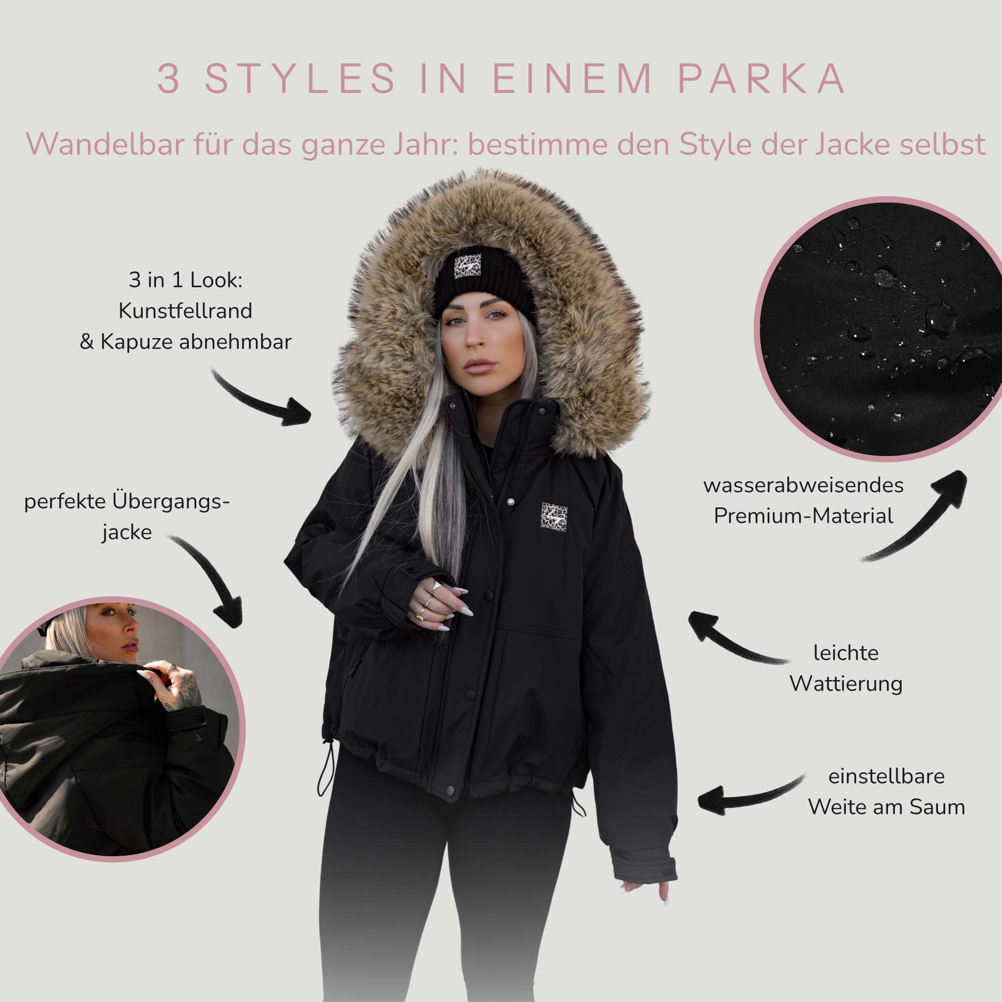 Parka leicht gefüttert 3in1