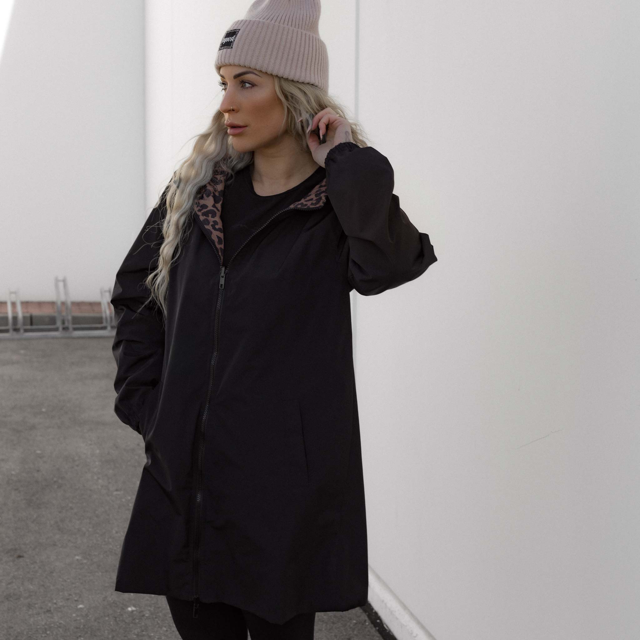 HYVEST wasserfester Regenparka zum Wenden für kühle Tage mit Beanie
