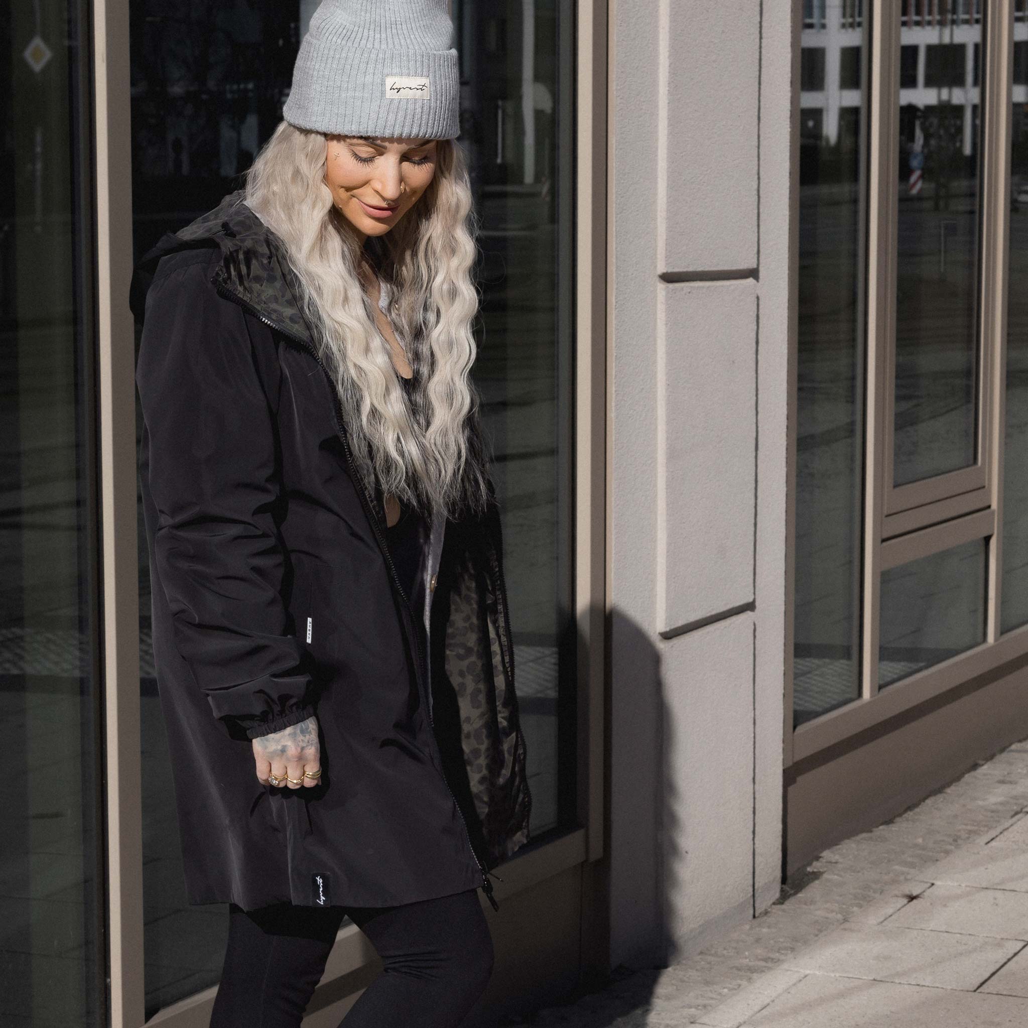 HYVEST Regenparka zum Wenden wasserabweisend mit Seitentaschen und Beanie für Damen