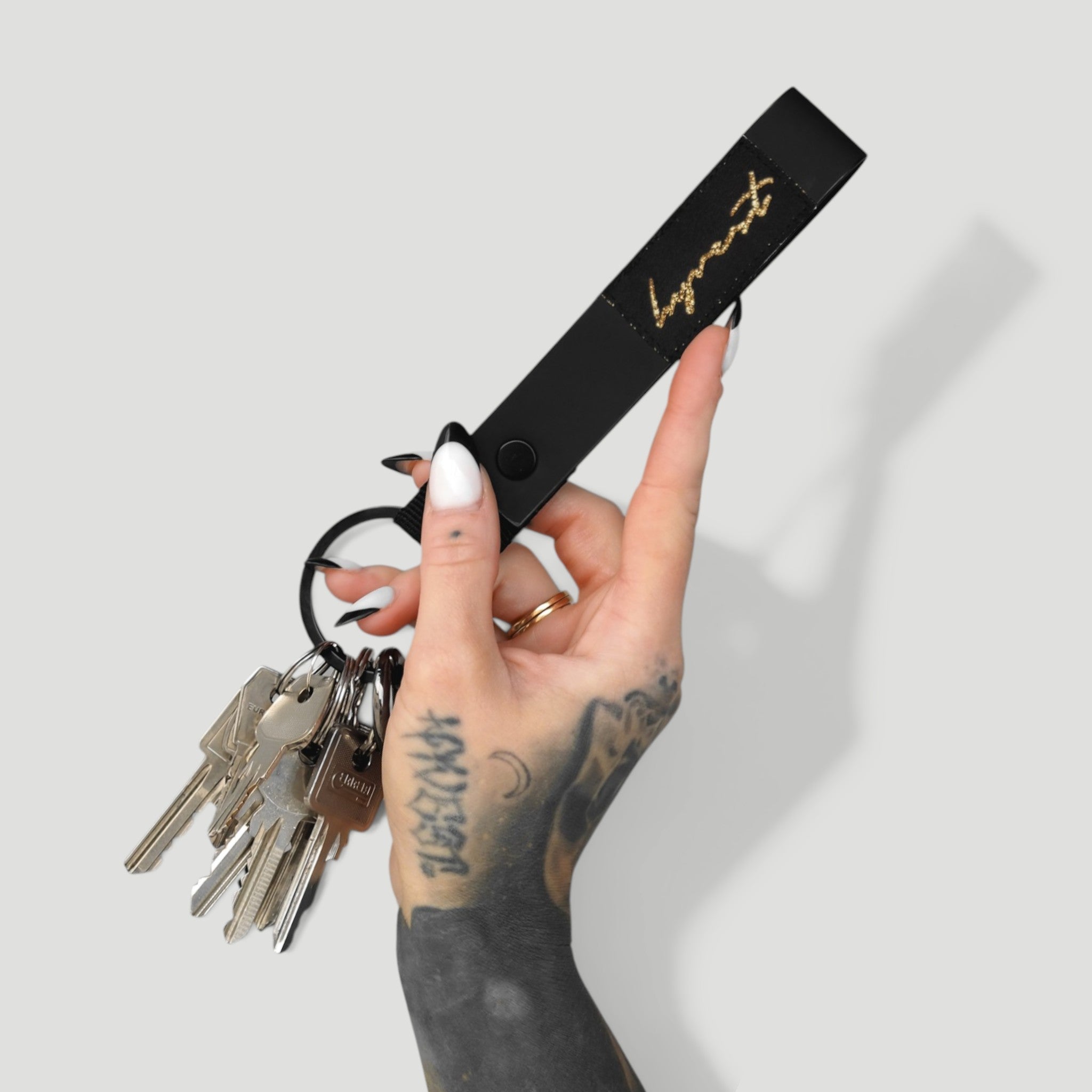 HYVEST Schlüsselband schwarz mit Patch Gold
