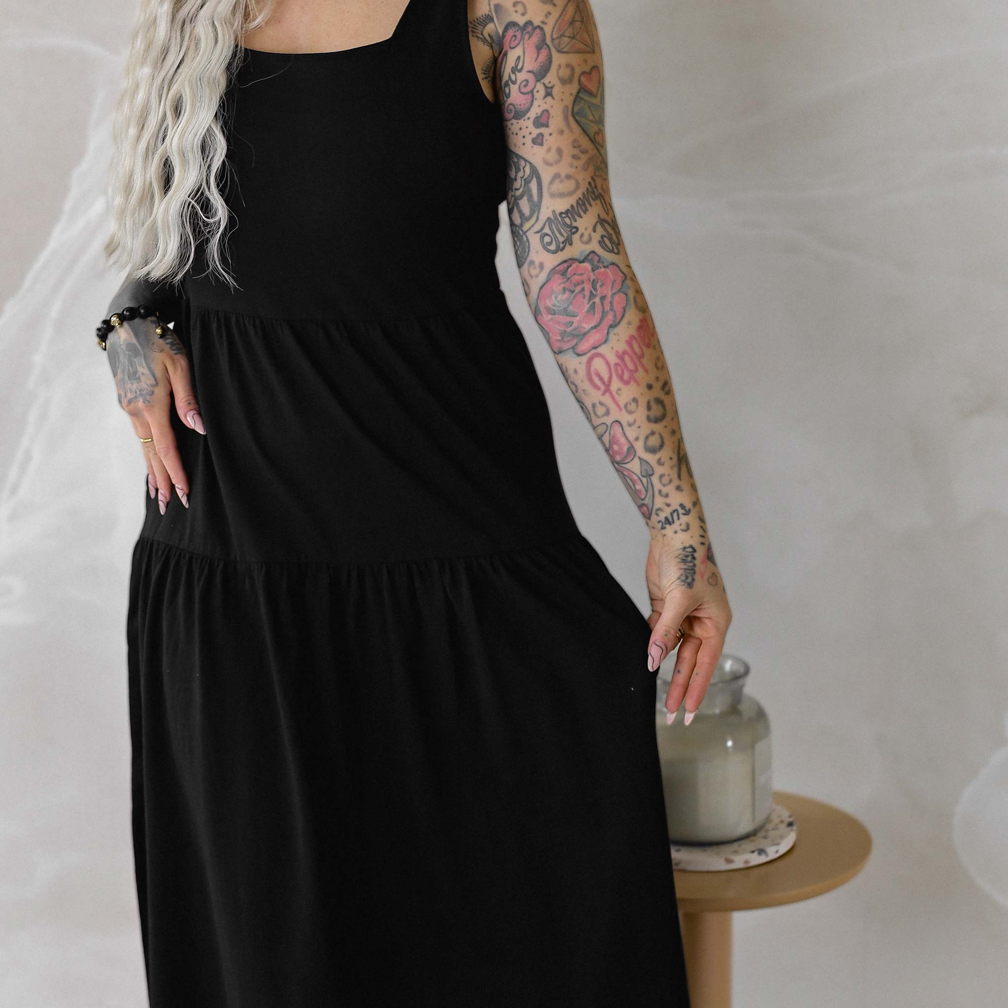 Sommerkleid Schwarz Baumwolle