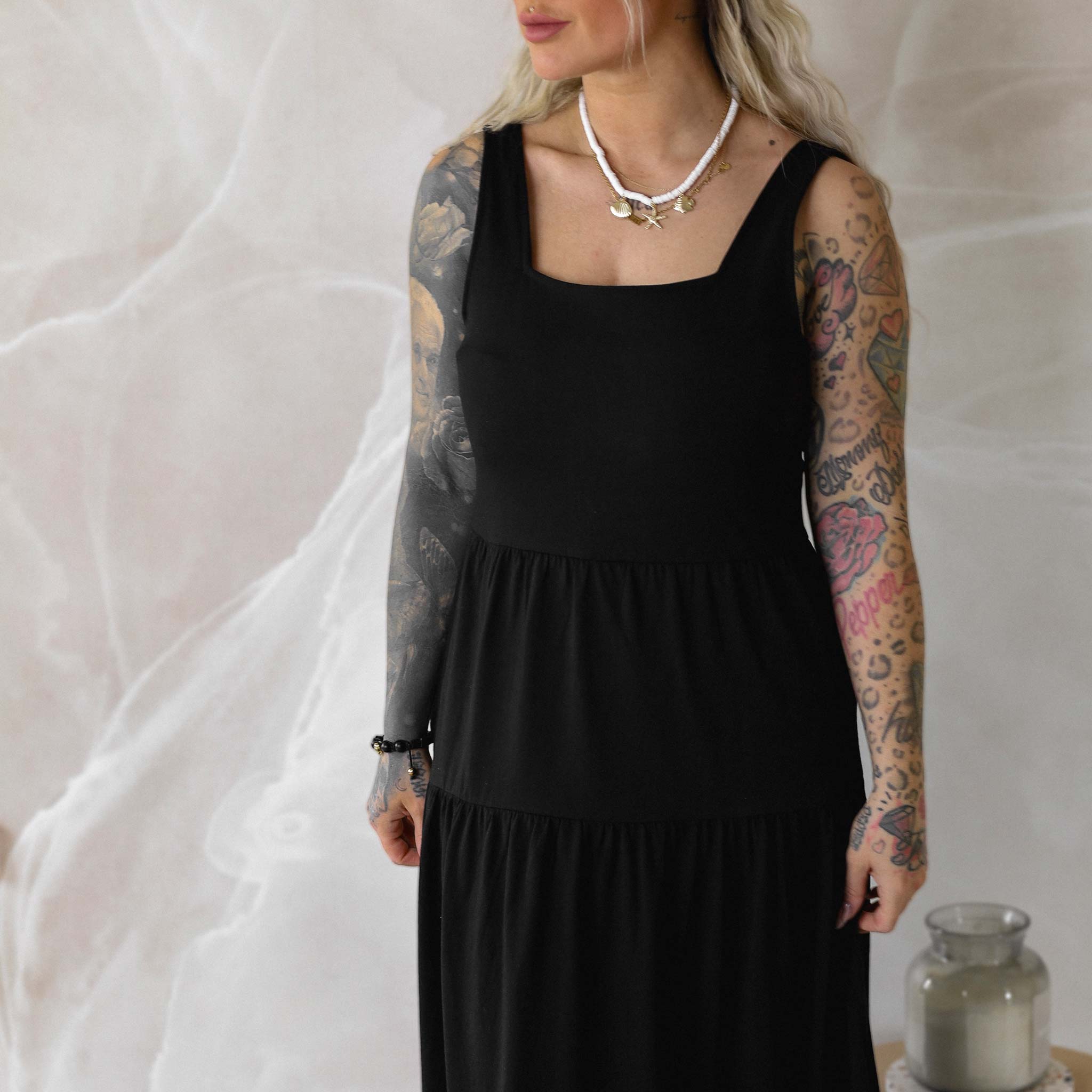 Sommerkleid Schwarz Baumwolle