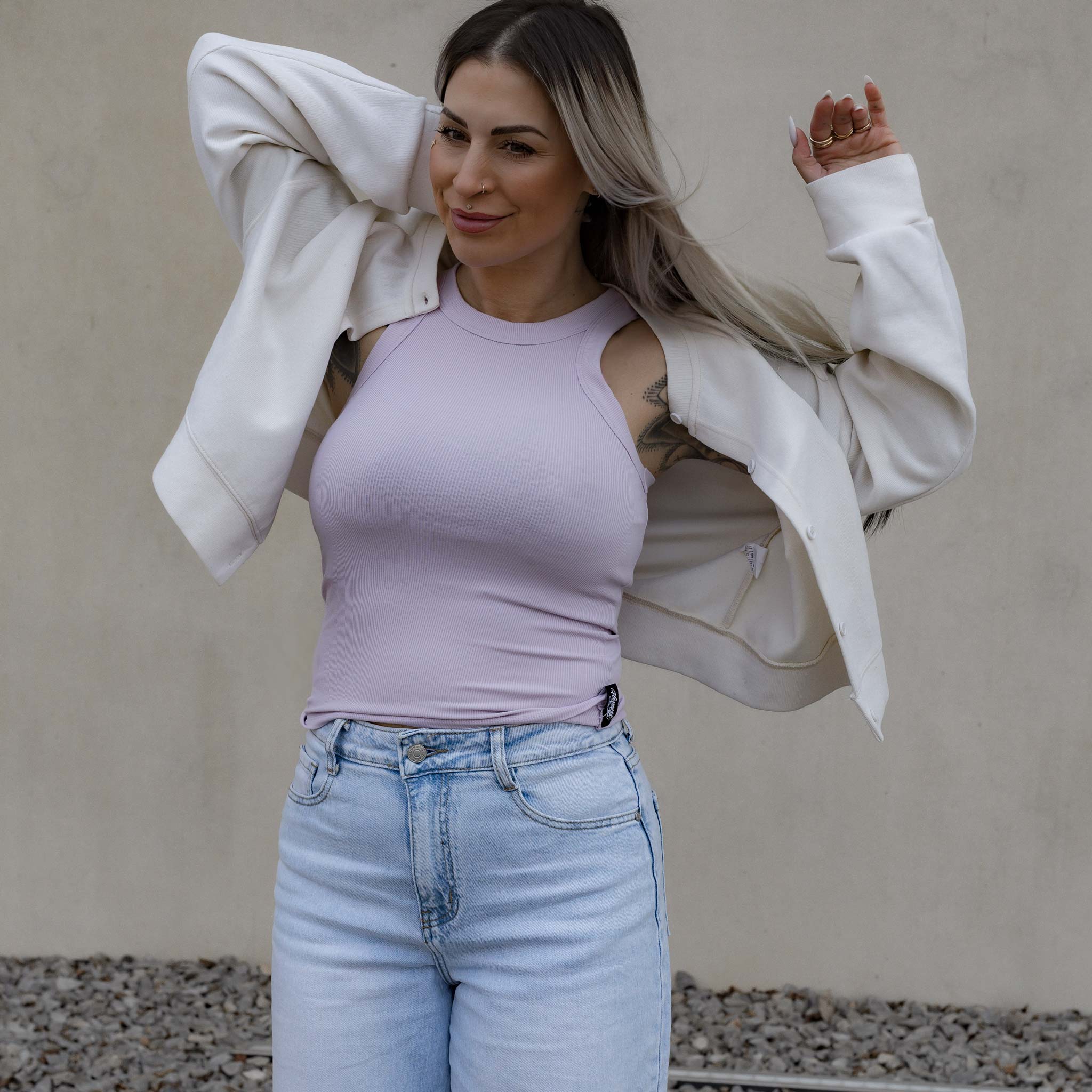 HYVEST Damen Outfit Herbst mit Jeans, Rippstop und Cardigan