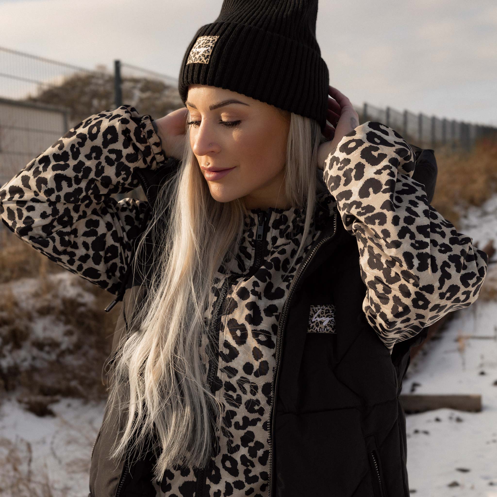 HYVEST Regenparka zum Wenden Beige als Lage unter Weste wattiert mittel in Schwarz für Winterlooks